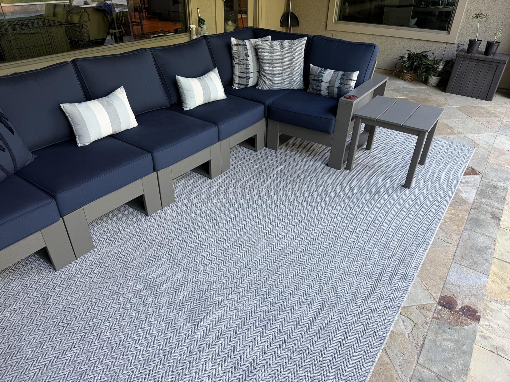 SAFAVIEH Washable Rug Outdoor Courtyard Collection - 8' x 10', Natural & Cream, Non-Shedding & Easy Cleaning, Ideal for Patio, Backyard, Mudroom, Dining Space (CY8022-03012) customer photo 1
