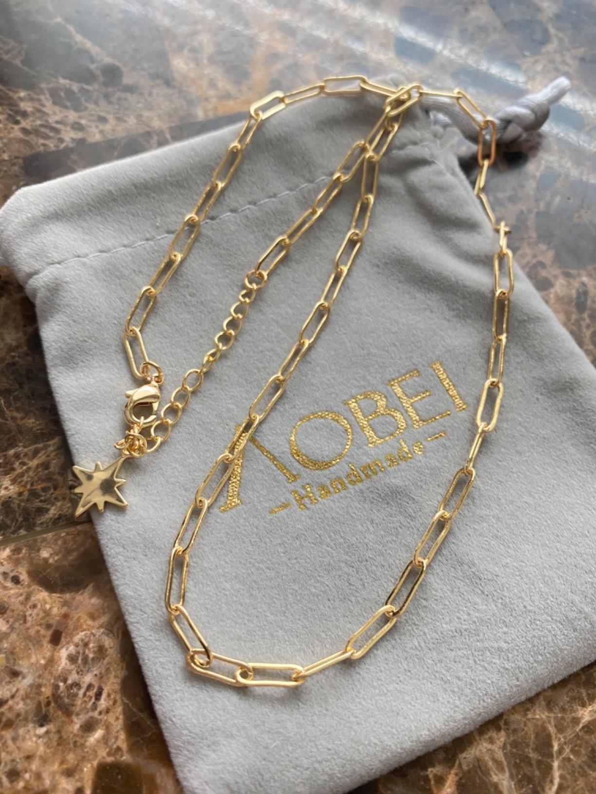 18K Gold Plated Paperclip Chain Choker Satellite Chain Freshwater Cultured Biwa Pearl Pendant Necklace Dainty Turquoise Jewelry for Women customer photo 2