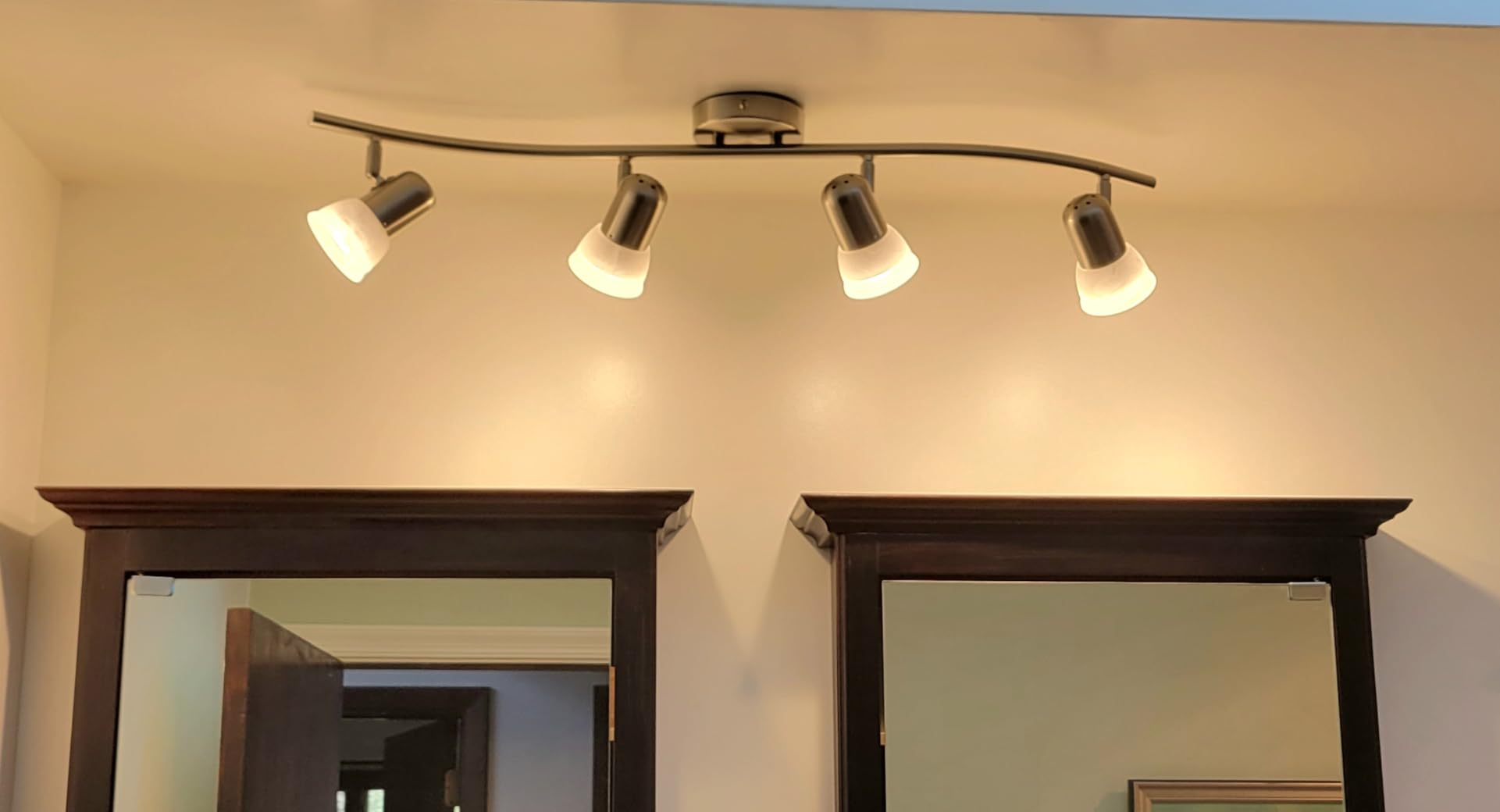 XiNBEi Lighting Track Lighting, 4 Light S-Shaped Track Light Bar with Glass, Modern Kitchen Ceiling Light Bar Brushed Nickel XB-TR1238-4-BN customer photo 2