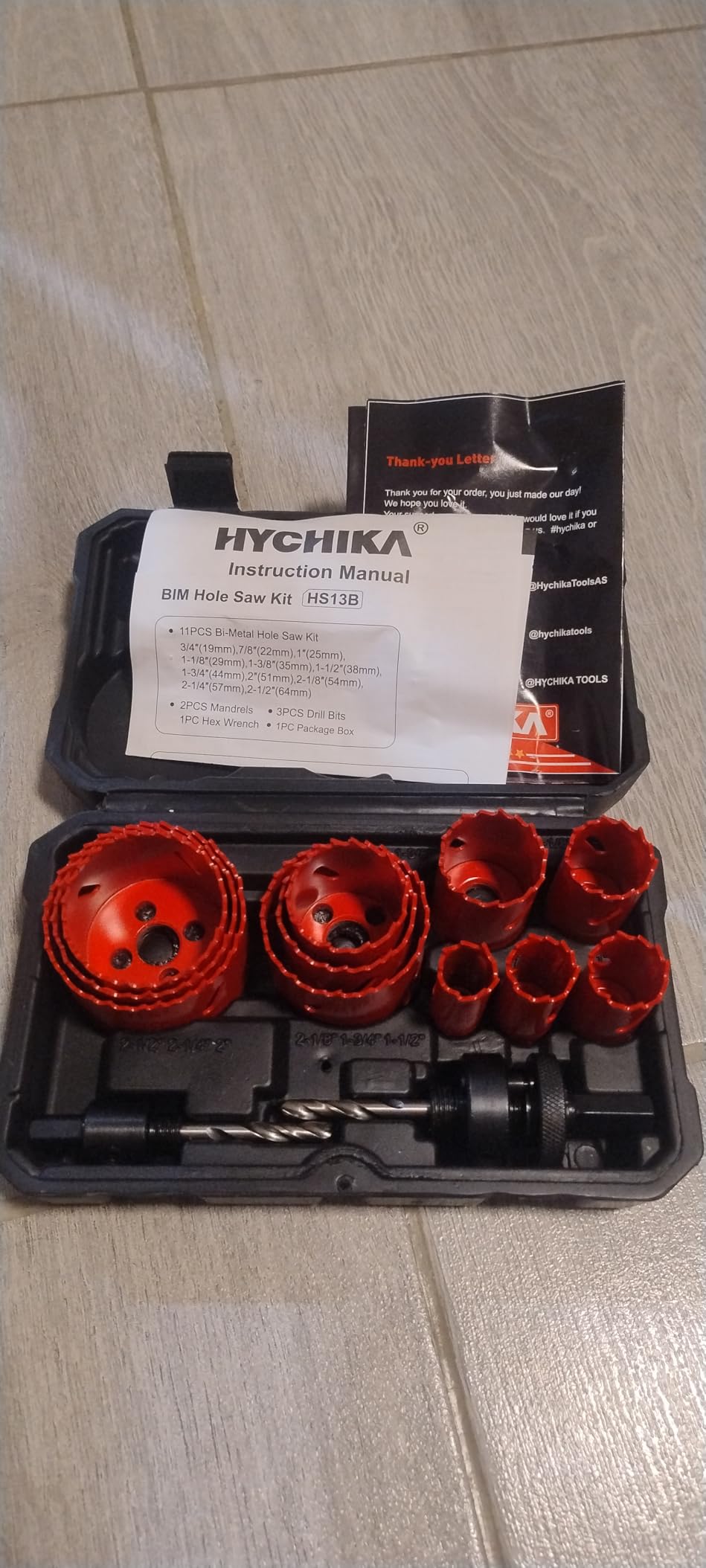 Bi-Metal Hole Saw Kit, HYCHIKA 17 Pcs High Speed Steel 3/4