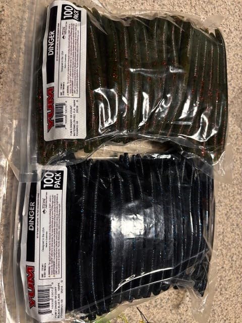 YUM Dinger Classic Worm All-Purpose Soft Plastic Bass Fishing Lure 100 Pack, 5 Inch customer photo 2