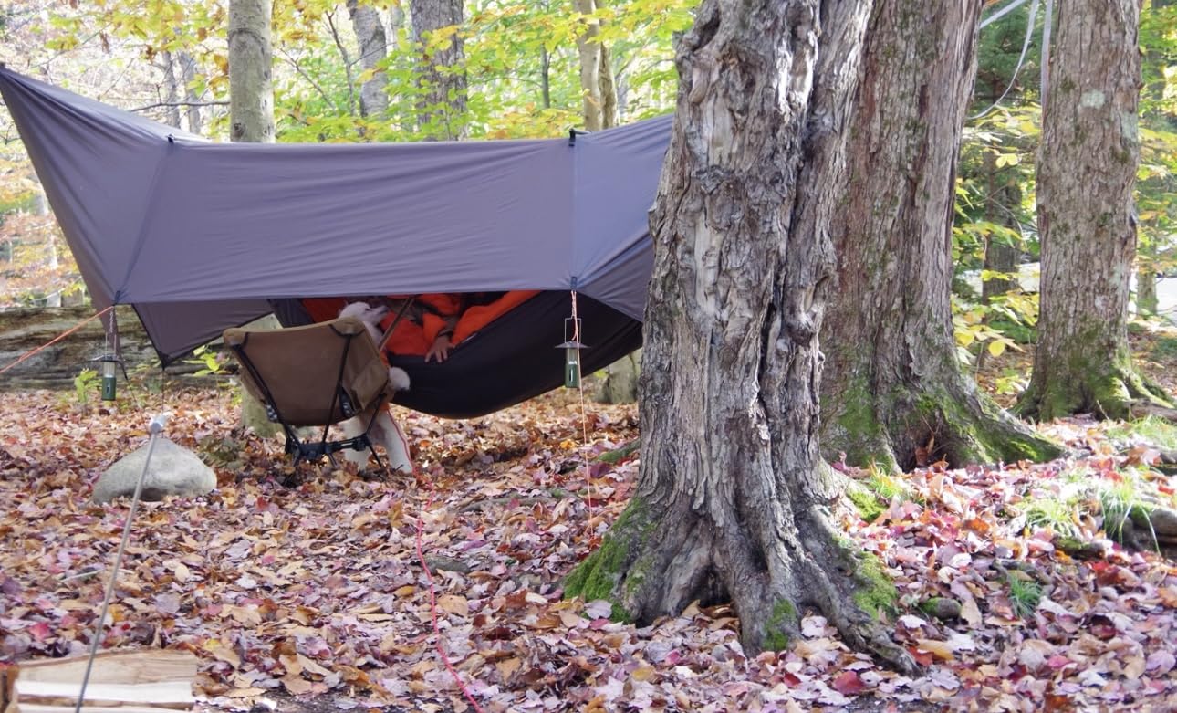 onewind 12x10 ft Hammock Tarp, Ultralight Tarp Silnylon Hammock Rain Fly Lightweight Waterproof Camping Tent Tarp with Doors, Easy to Setup with Stuff Sack, Tent Stakes, OD Green customer photo 1