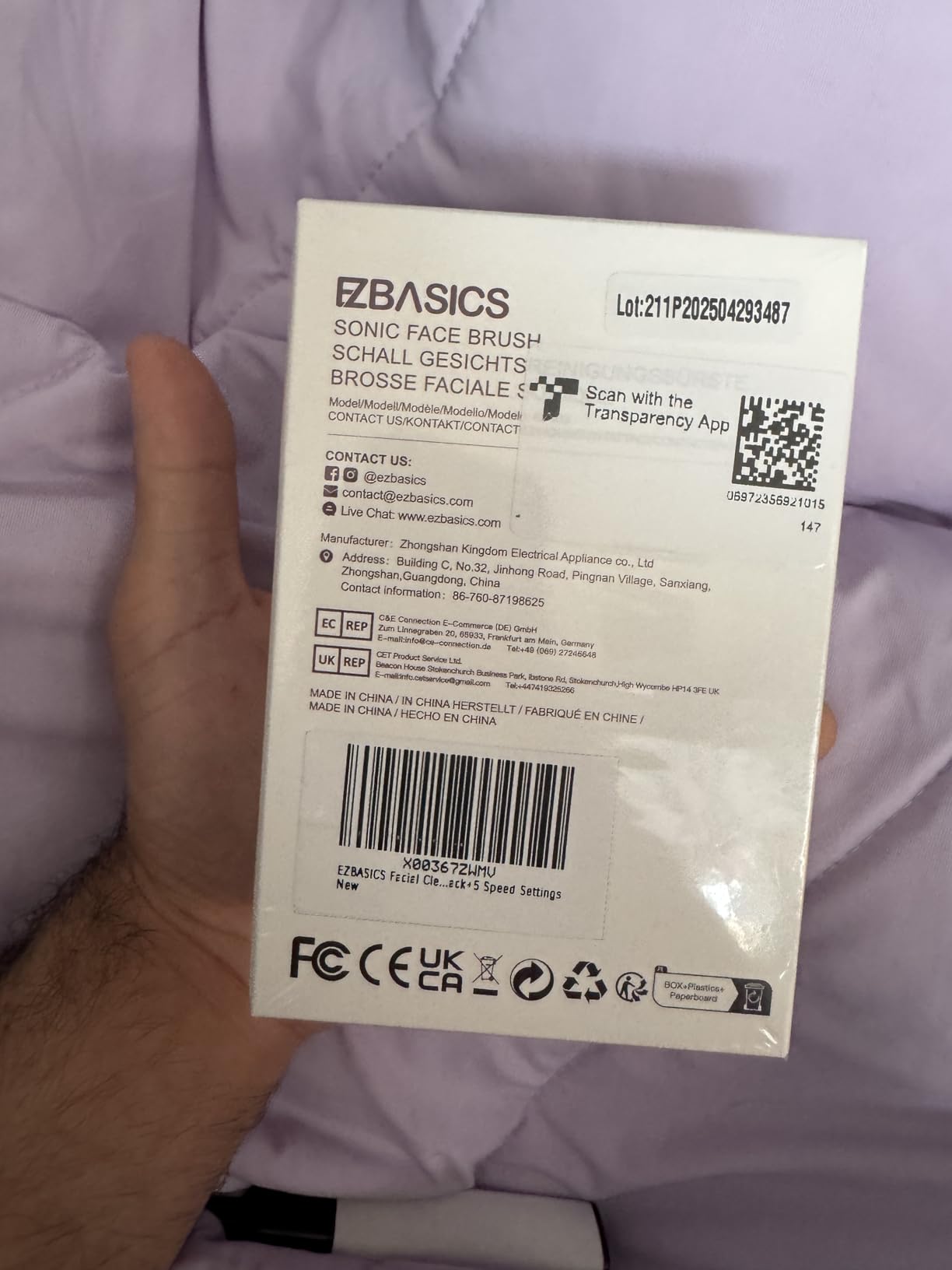 EZBASICS Facial Cleansing Brush Made with Ultra Hygienic Soft Silicone, Waterproof Sonic Vibrating Face Brush for Deep Cleansing, Gentle Massaging, Inductive Charging (Violet) 1 Pack+5 Speed Settings customer photo 1