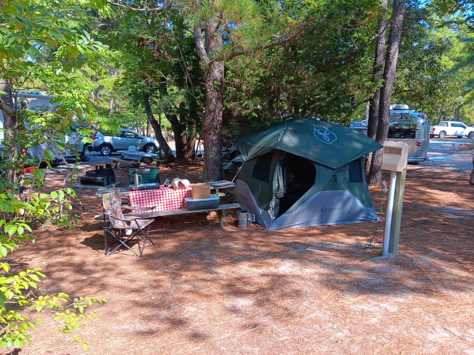 Gazelle T4 Hub Tent, Easy 90 Second Set-Up, Waterproof, UV Resistant, Removable Floor, Ample Storage Options, 4-Person, Alpine Green, 94