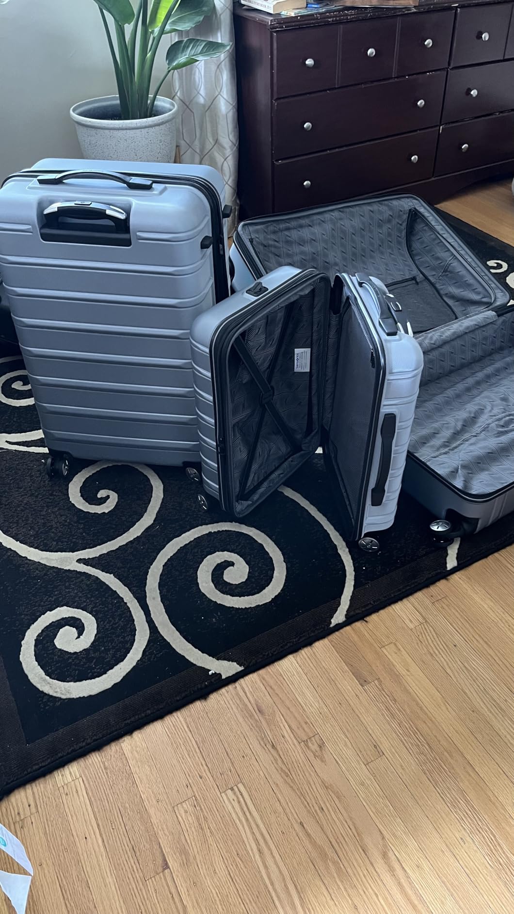 Samsonite Omni 2 Hardside 3 Piece Set - Includes Global Carry-On, Medium, & Large Checked Suitcases - 360° Dual Spinner Wheels - Integrated TSA Lock & Expansion - Amazon Exclusive - Artic Silver customer photo 2