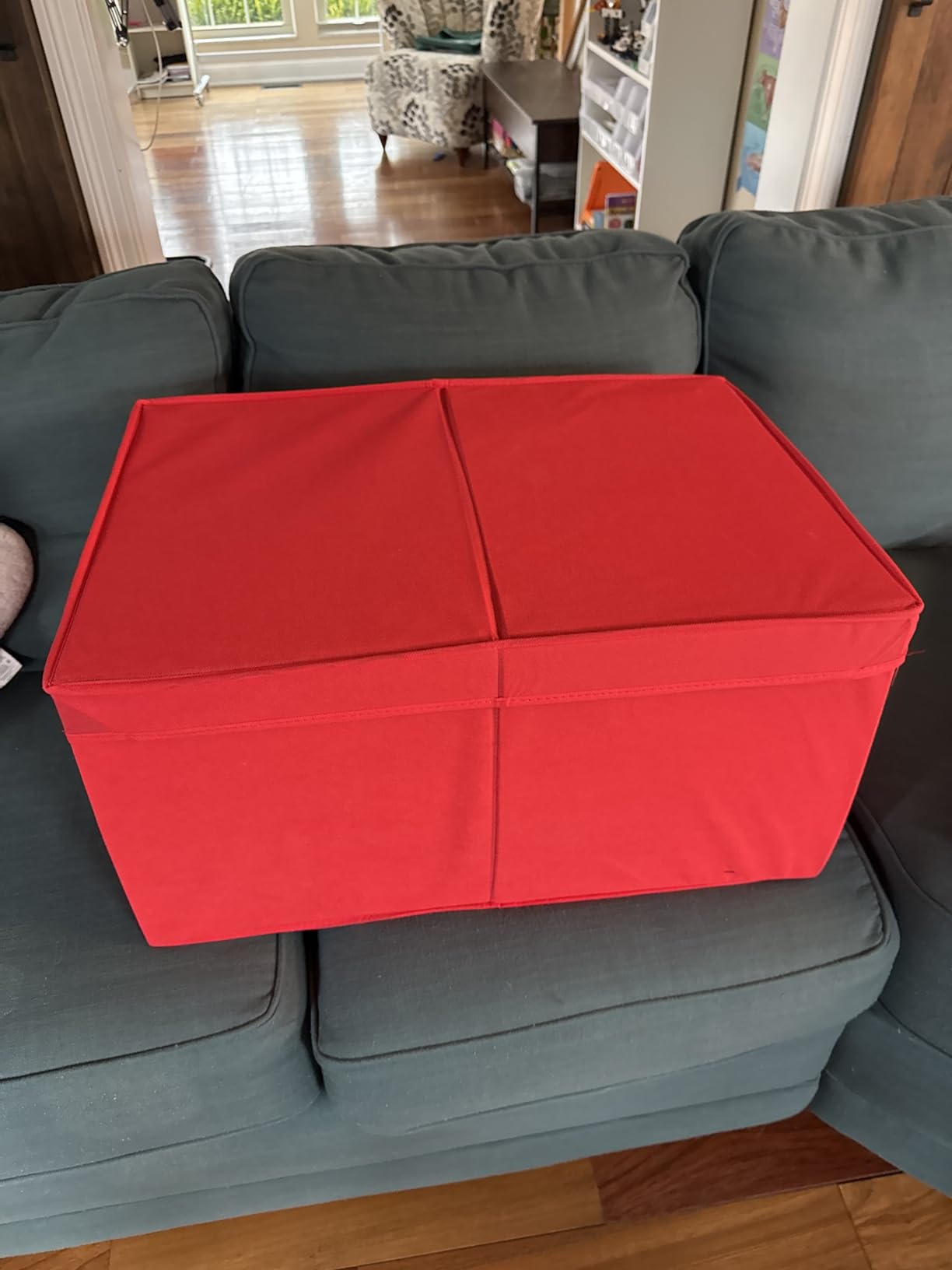 HOLDN' STORAGE Christmas Ornament Storage Box with Dividers, Holds 72 Ornaments (3 Inch), Large Ball Storage Container with 3 Removable Trays (Red) customer photo 1
