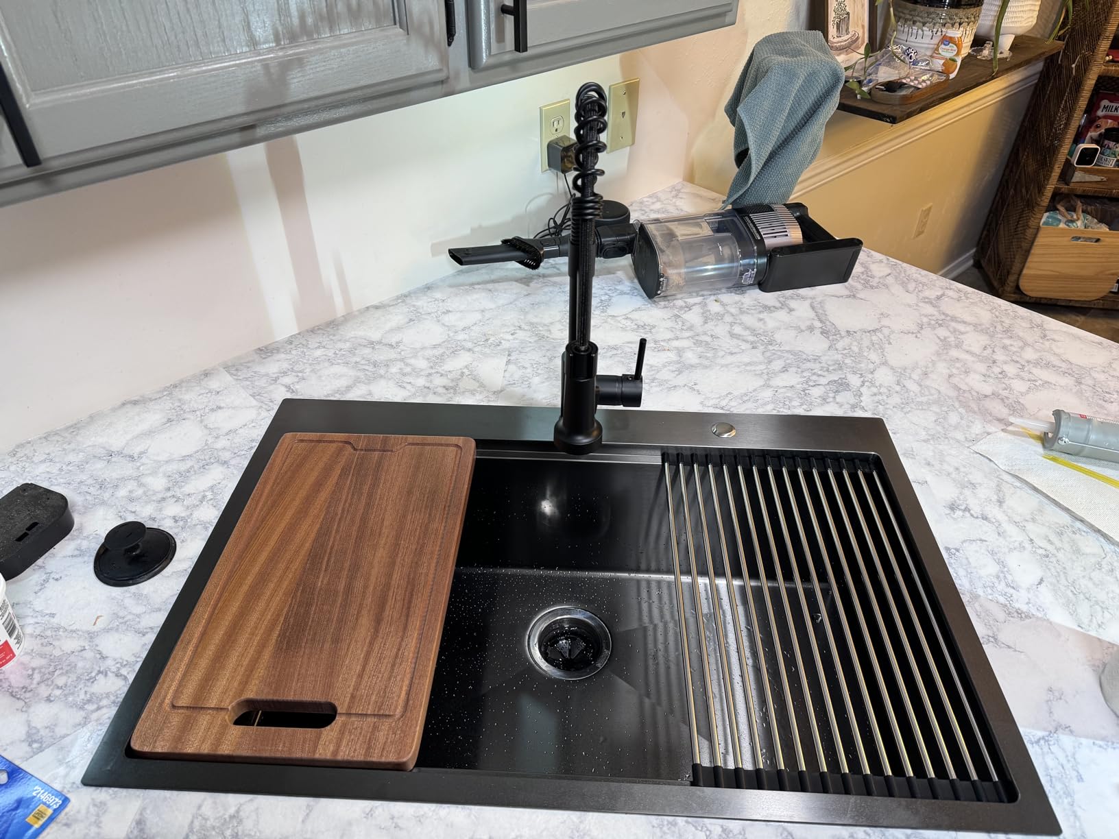 33 Inch Black Drop In Kitchen Sink Workstation - VOKIM 33x22-Inch Drop In Sink Stainless Steel Top Mount 16 Gauge Single Bowl 10