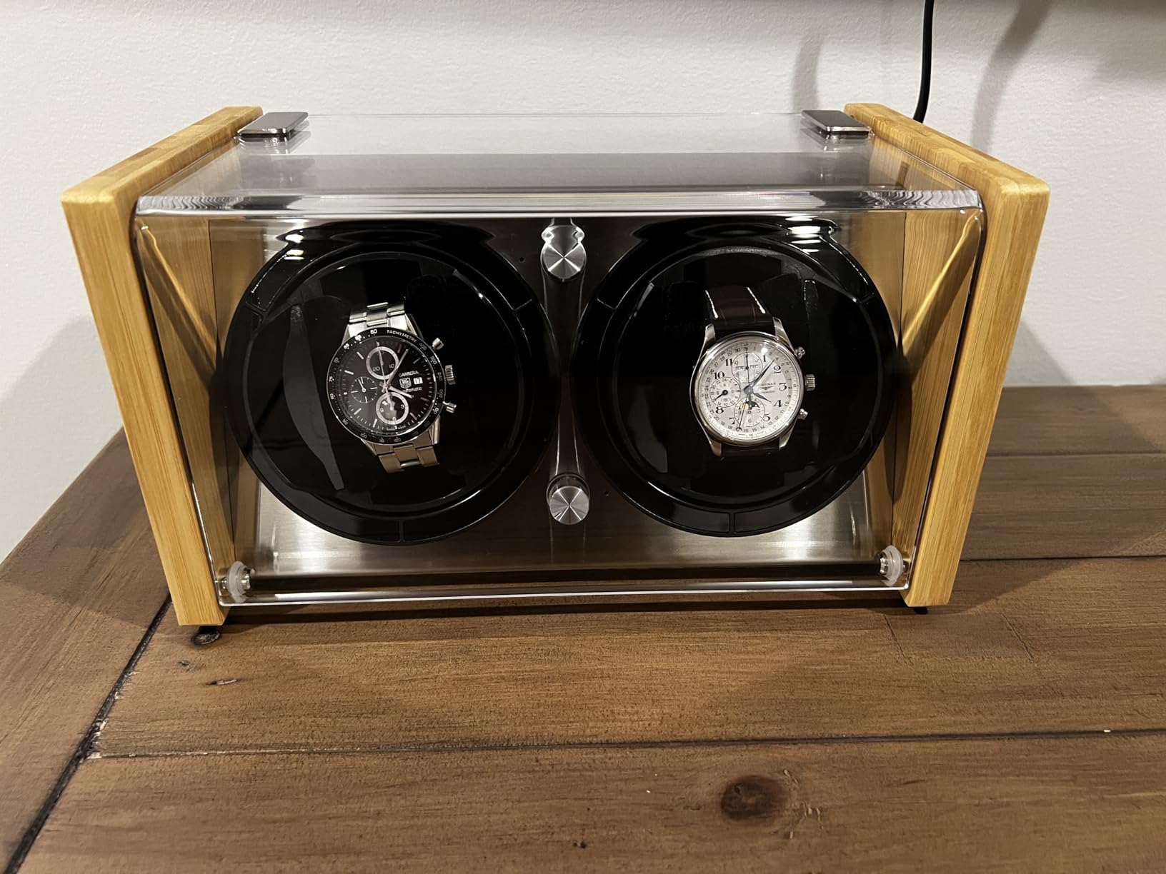 Watch Winder Smith Bamboo Single & Dual Watch Winder for Automatic Watches, Ultra-Quiet Japanese Motor with 12-O'Clock Stop, Fits 26mm-56mm Small to Oversized Timepieces, Ideal for Bedside & Office customer photo 1
