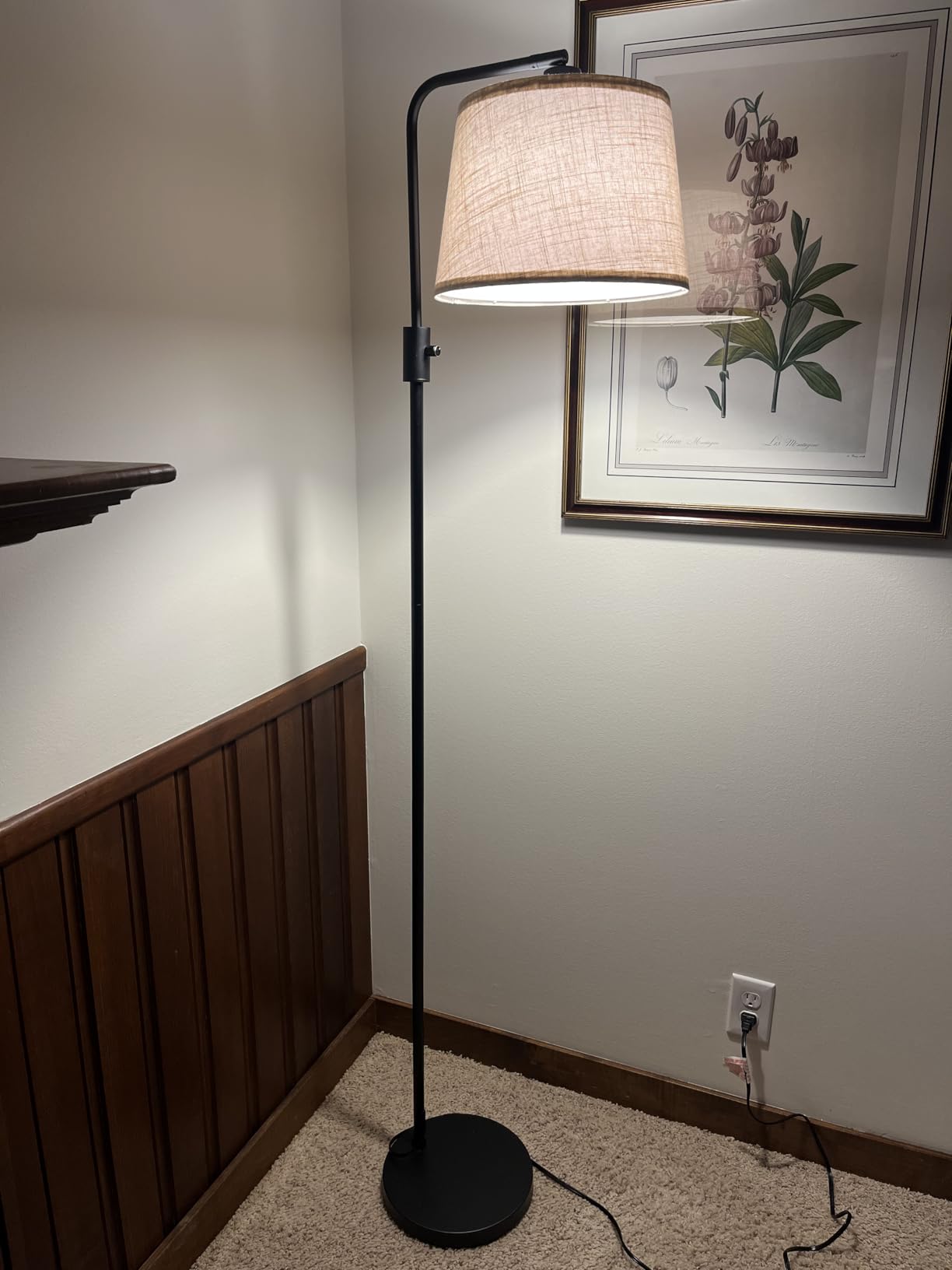 【Upgraded】 Dimmable Floor Lamp, 1000 Lumens LED Edison Bulb Included, Arc Floor Lamps for Living Room Modern Standing Lamp with Linen Shade, Tall Lamp for Bedroom Office Dining Room- Black customer photo 2