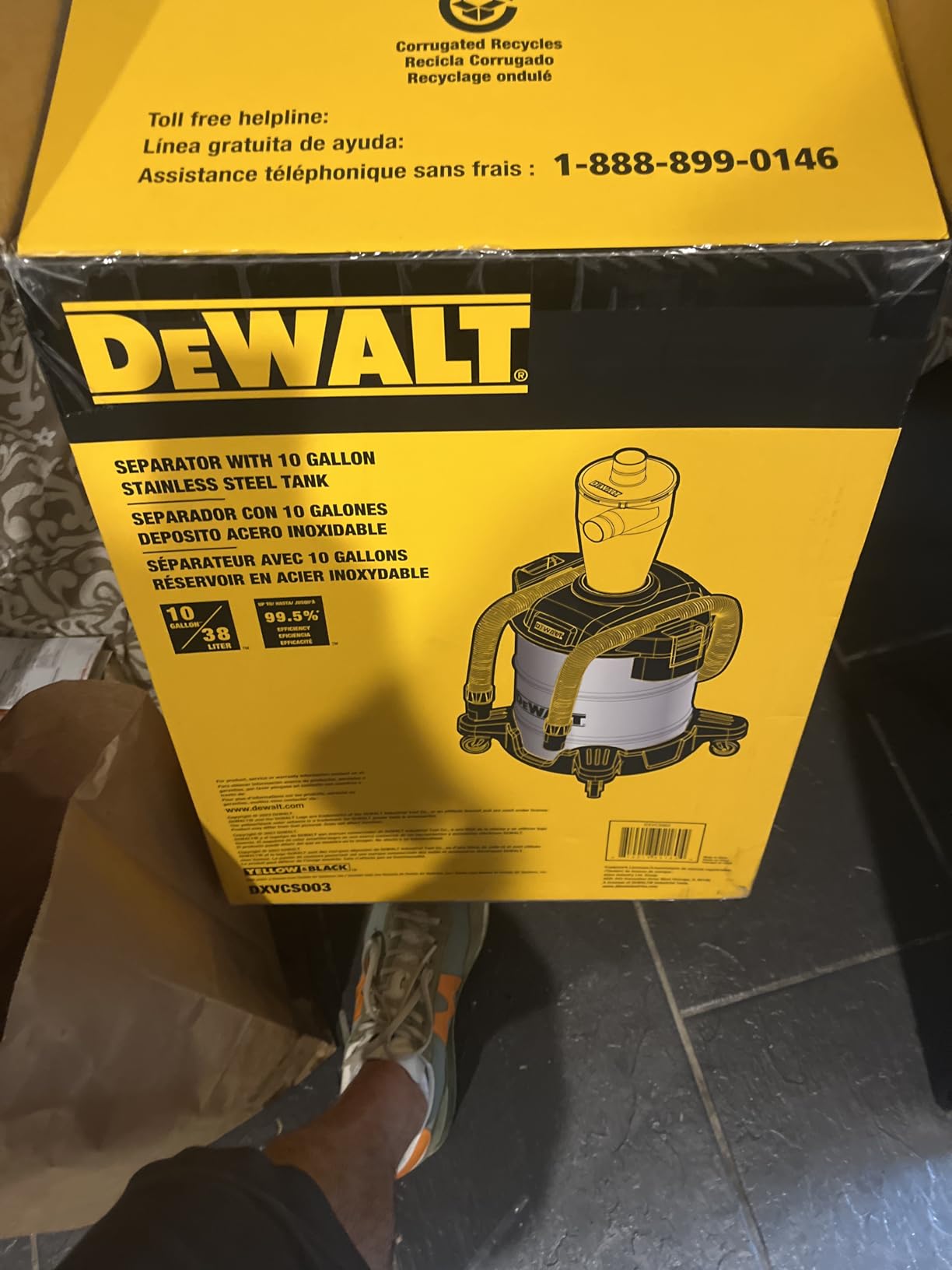 DEWALT Dust Separator with 10 Gallon Stainless Steel Tank, 99.5% Efficiency Cyclone Dust Collector, High-Performance Cycle Powder Collector Filter, DXVCS003 customer photo 2