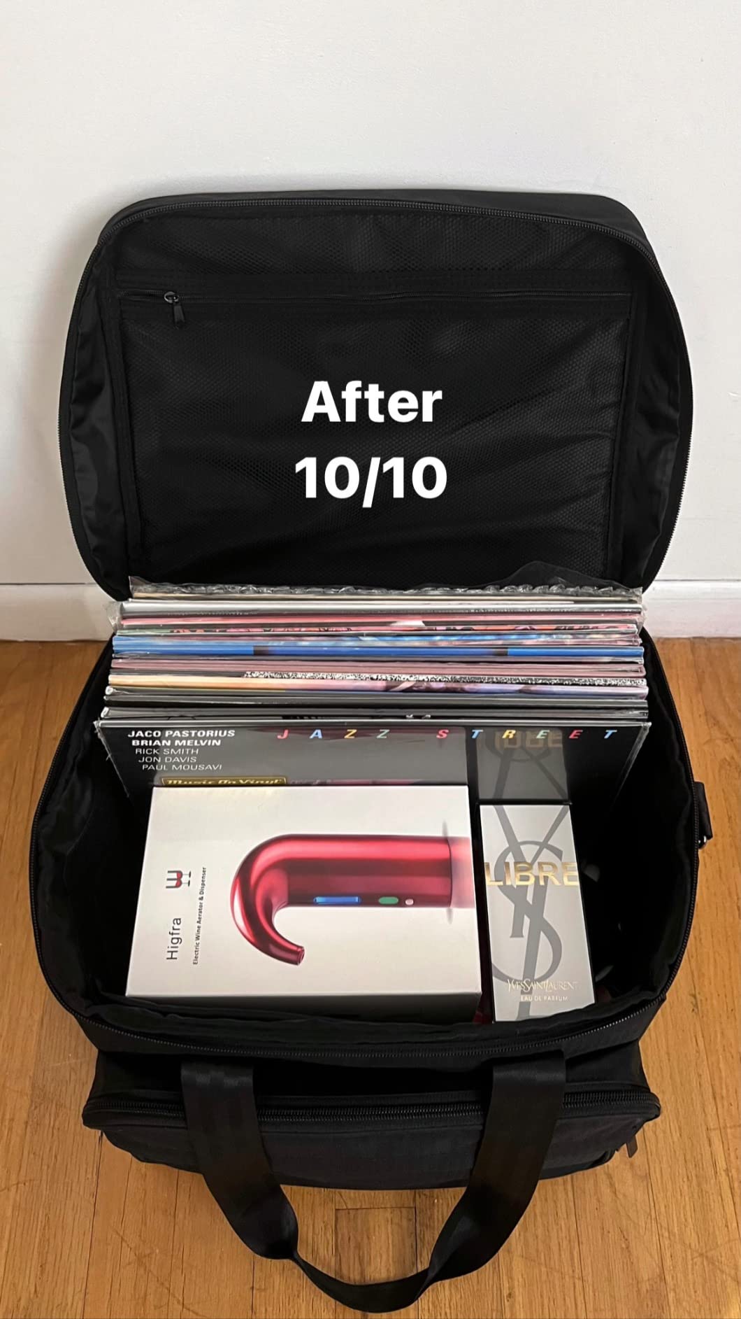 Trunab Vinyl Record Carrying Bag Albums Storage Case, with Dividers Holds up to 60 LP Records, Vinyl Record Holder for Travel, Collection customer photo 2