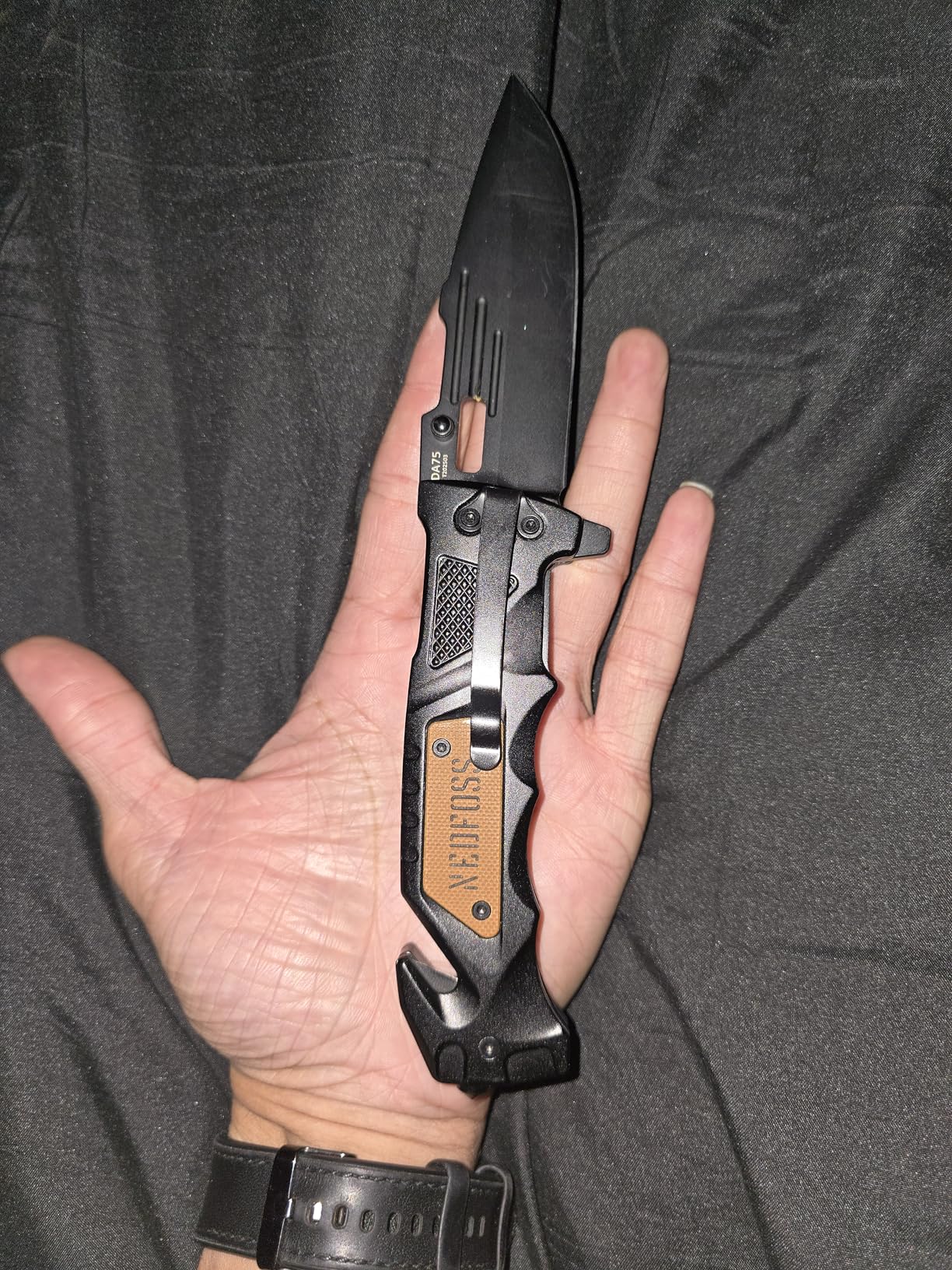 NedFoss Pocket Folding Knife DA75, 3 in 1 Pocket Knife Gifts for Men Women, Survival Knife with Liner-Lock Belt Clip, Seat Belt Cutter, Glass Breaker, Hunting knife for Camping Hiking customer photo 2