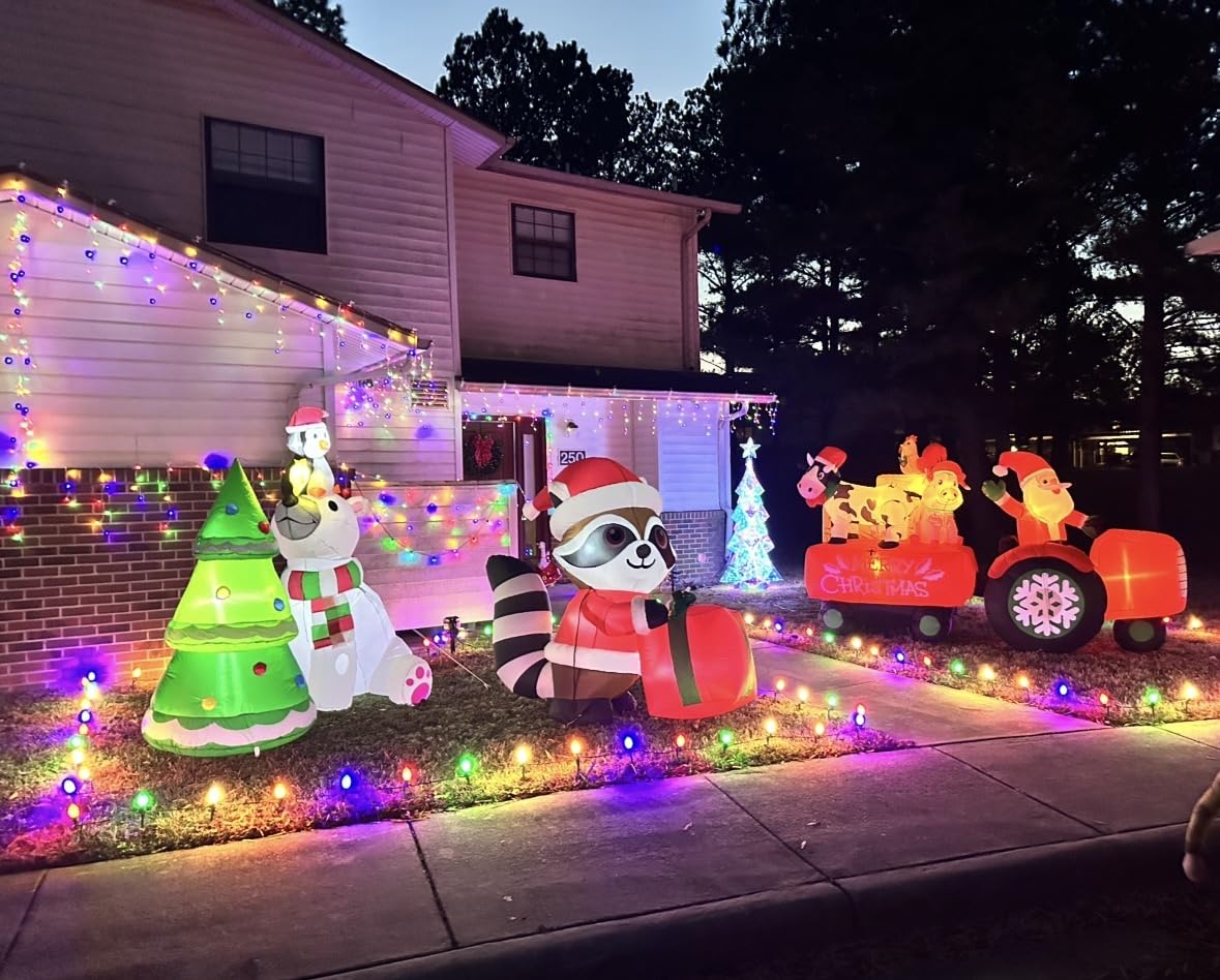 Joiedomi 6 FT Long Christmas Inflatable Polar Bear and Penguin with Campfire Decoration, Blow Up Yard Decoration Christmas Inflatable with Build-in LEDs Blow Up for Xmas Party, Lawn, Winter Decor customer photo 2