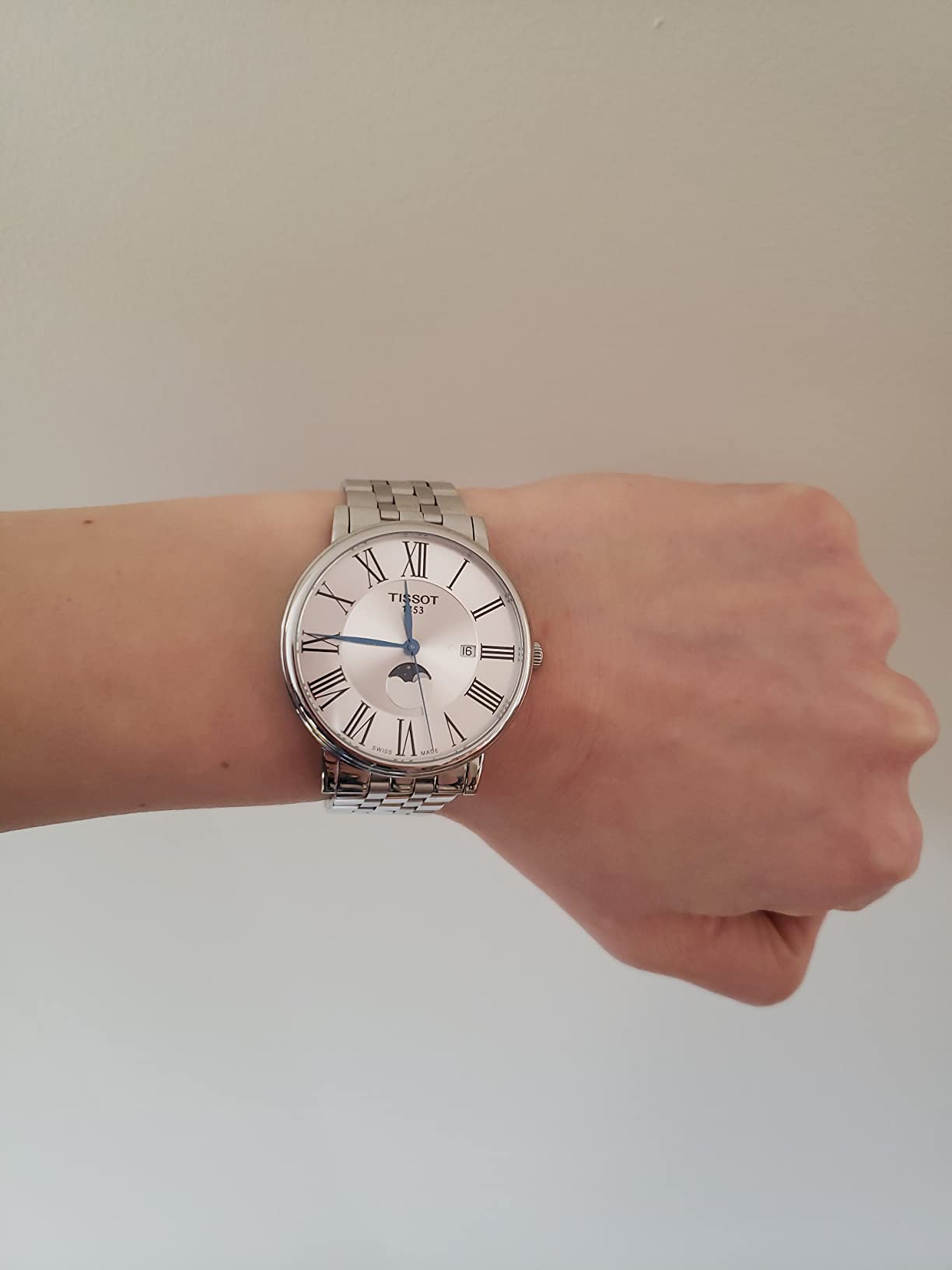 Mens Tissot Carson Premium Gent Moonphase 316L Stainless Steel Case Swiss Quartz Watch, Grey, Stainless Steel, 20 (T1224231103300) customer photo 1