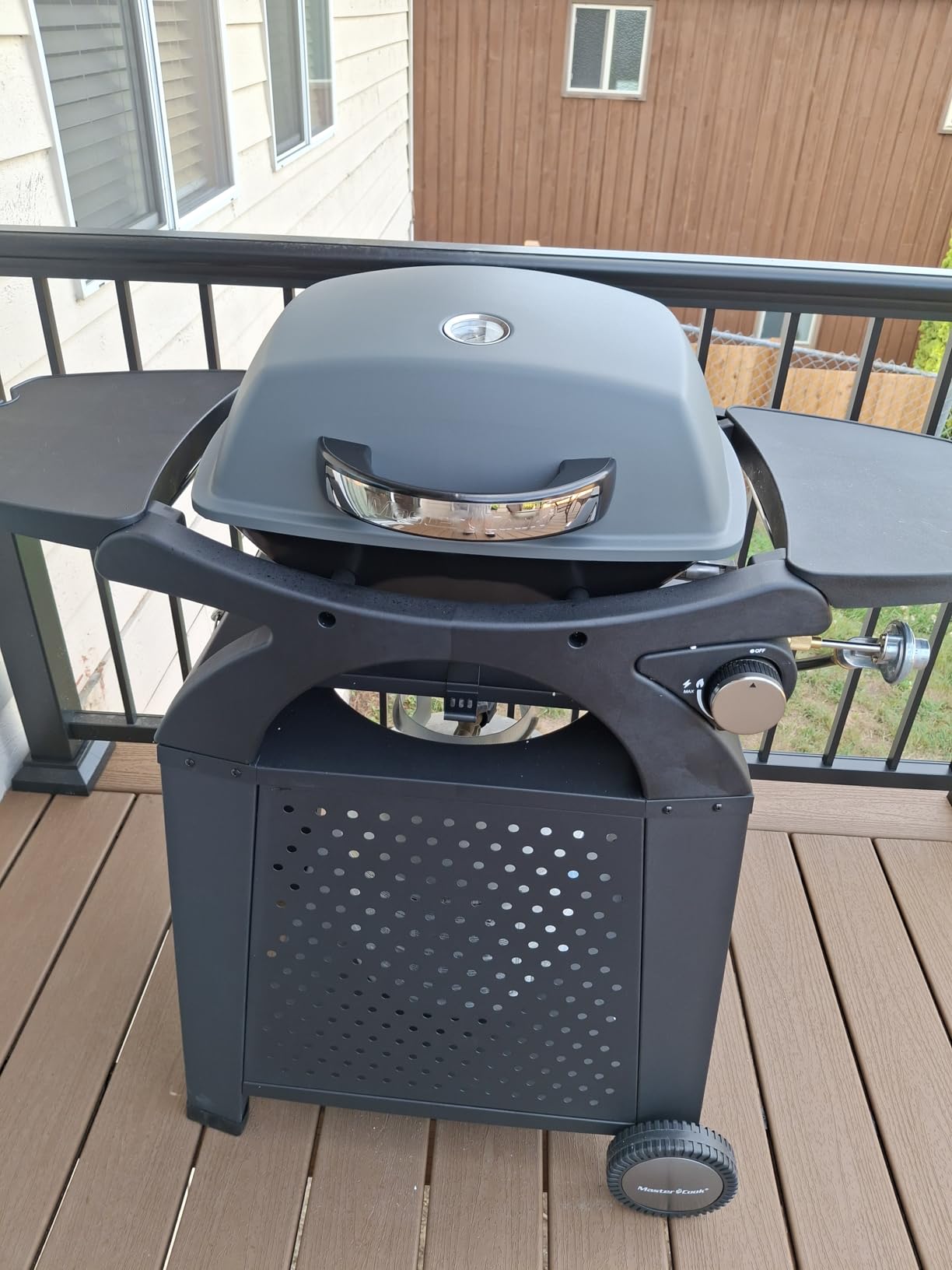 MASTER COOK Single Burner Propane Gas Grill, 11,500 BTU Portable Tabletop Barbecue Grill with Cart for Patio, Camping, Travel customer photo 2