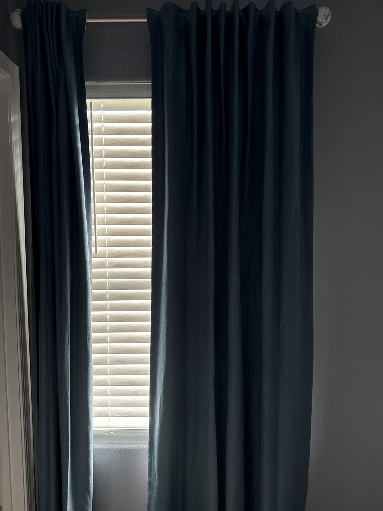 INOVADAY 100% Blackout Curtains for Bedroom, Black Out Curtains 84 Inch Long, Clip Rings Linen Blackout Drapes, Thermal Insulated Room Darkening for Living Room, 2 Panels - Beige, W50xL84 customer photo 1