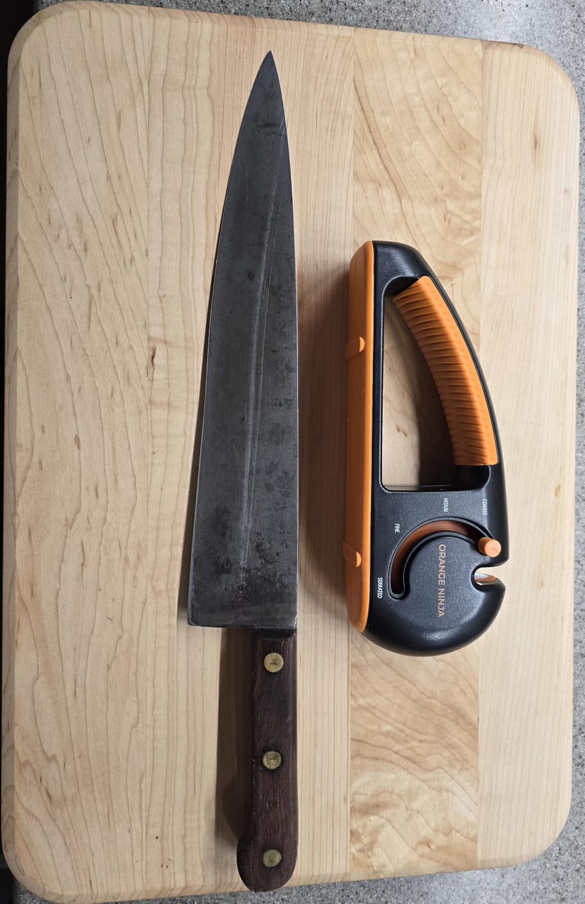 Orange Ninja 4-Stage Knife Sharpener & Serrated Knife Sharpener- Repairs, Sharpens & Polishes Blades with Ergonomic Non-Slip Grip customer photo 1