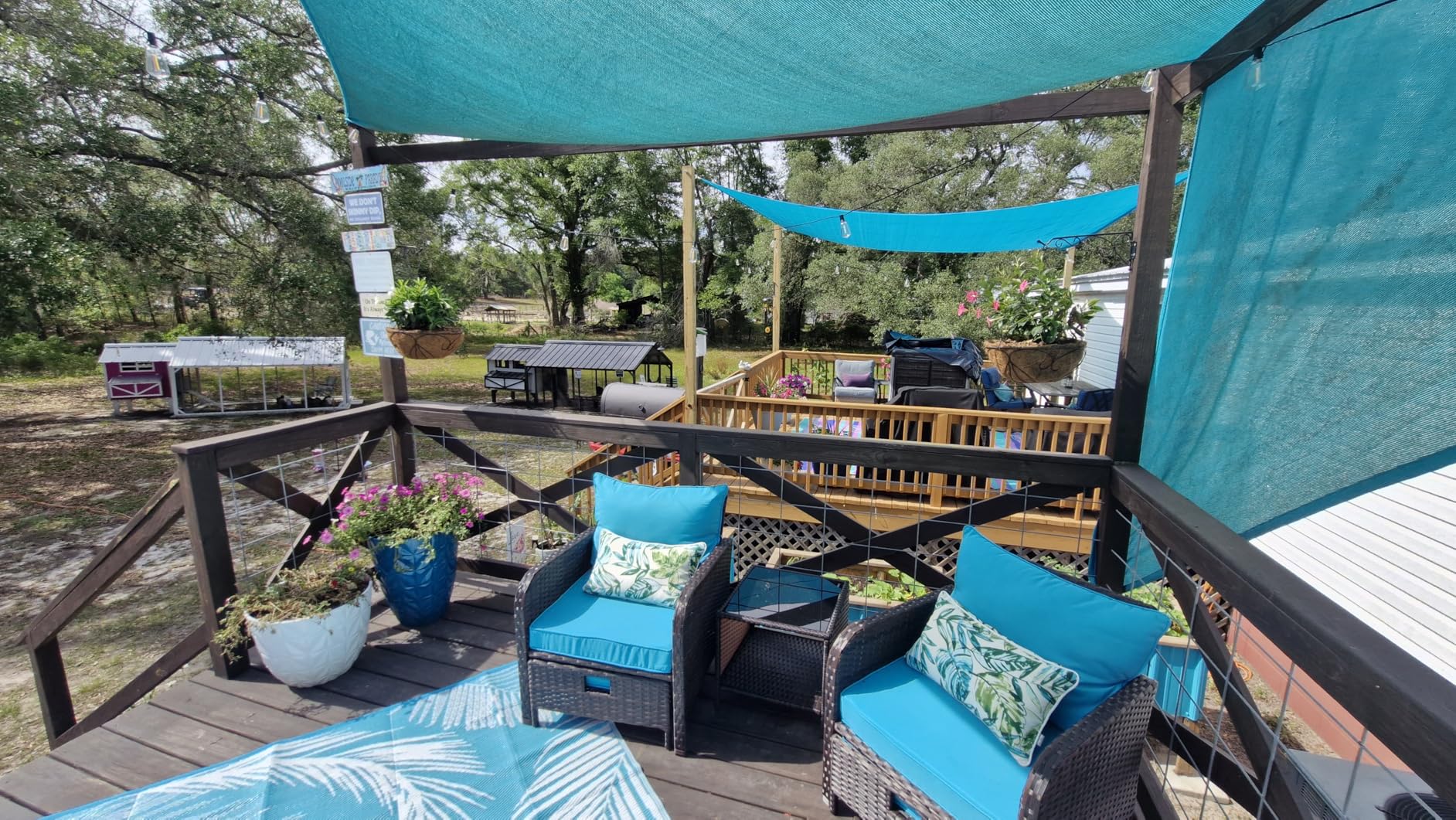 LEVELEVE Balcony Furniture 5 Piece Patio Conversation Set, PE Wicker Rattan Outdoor Lounge Chairs with Soft Cushions 2 Ottoman&Glass Table for Porch, Lawn-Brown Wicker customer photo 1