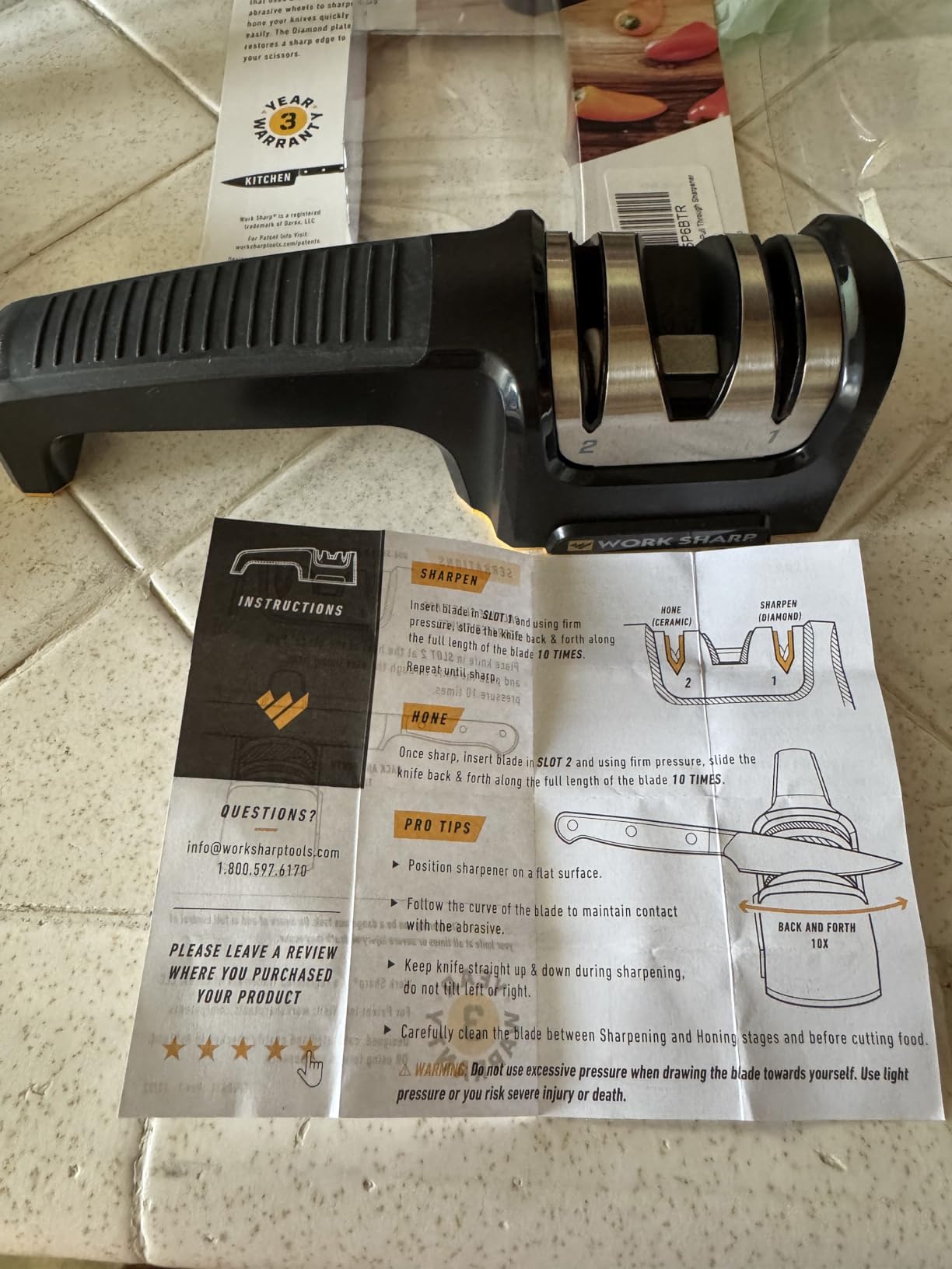 Work Sharp Pull Through Kitchen Knife Sharpener - Compact - Chef, Scissor, Paring, & Serrated Knives customer photo 1