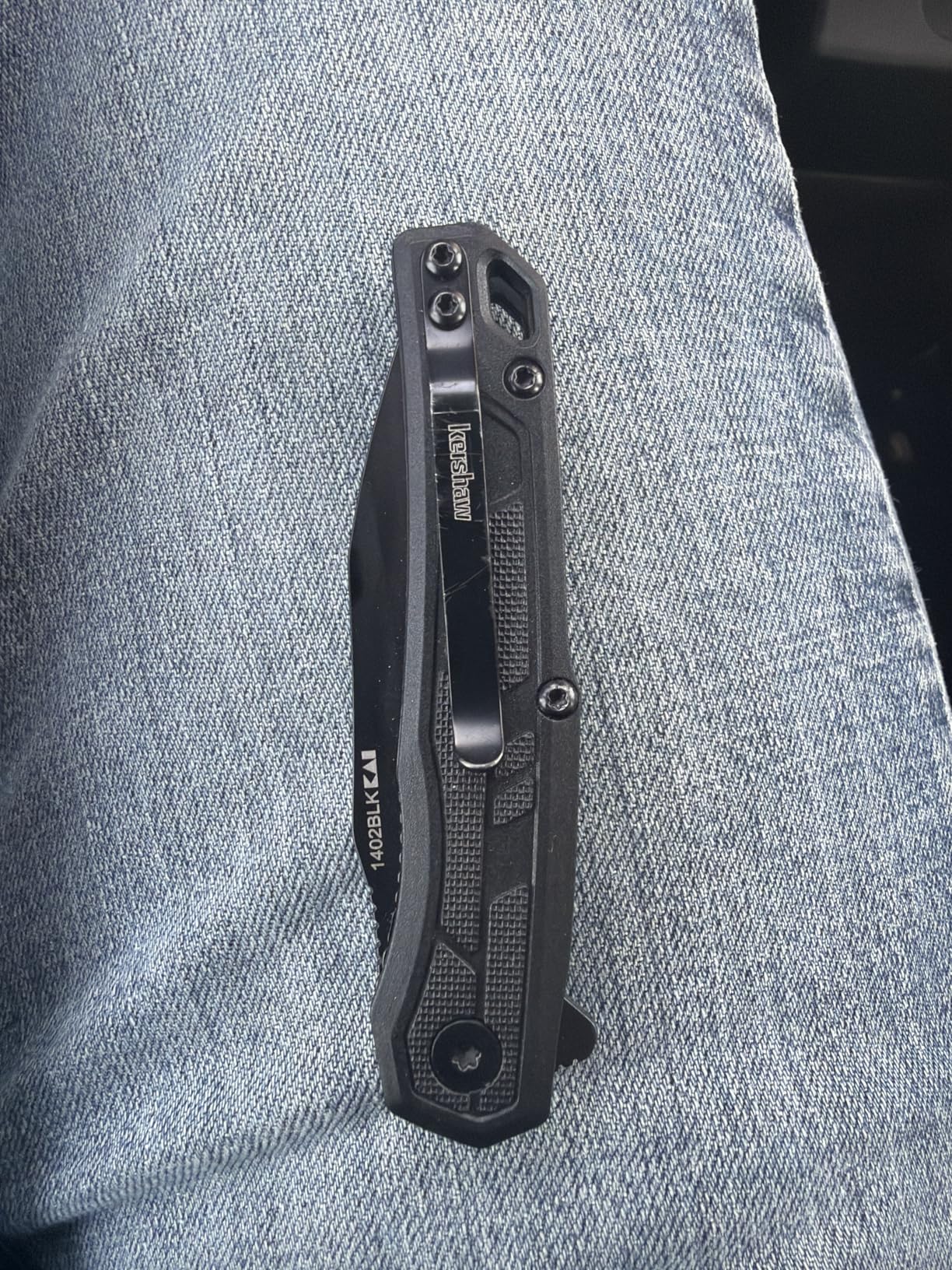 Kershaw Appa Pocket Knife, All-Black, 2.75 Inch Steel Reverse Tanto Blade, EDC with Assisted Opening, Reversible Pocketclip customer photo 1