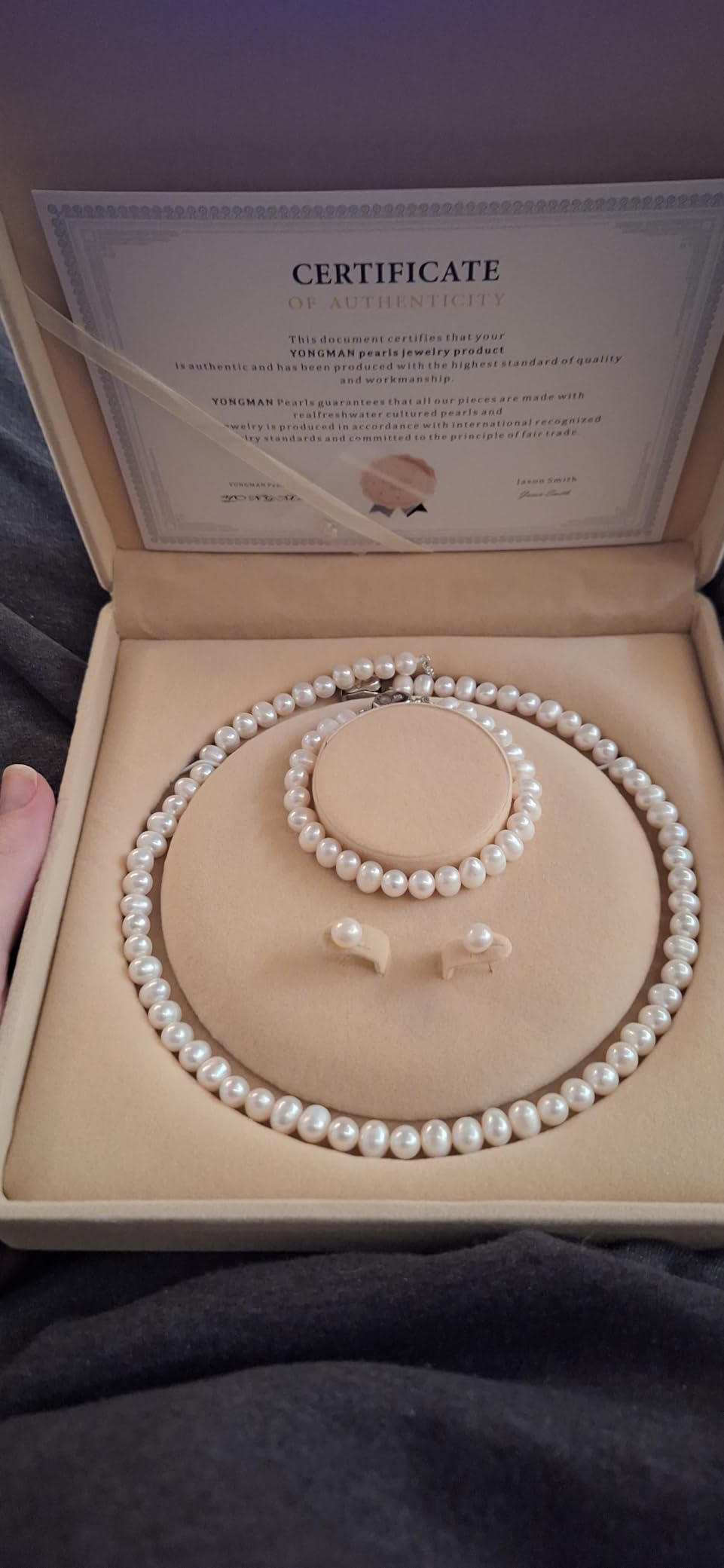 Freshwater Cultured Pearl Necklace Set Includes Stunning Bracelet and Stud Earrings Jewelry Set for Women Gift for Mother's Day, Anniversary, Birthday, Wedding customer photo 1