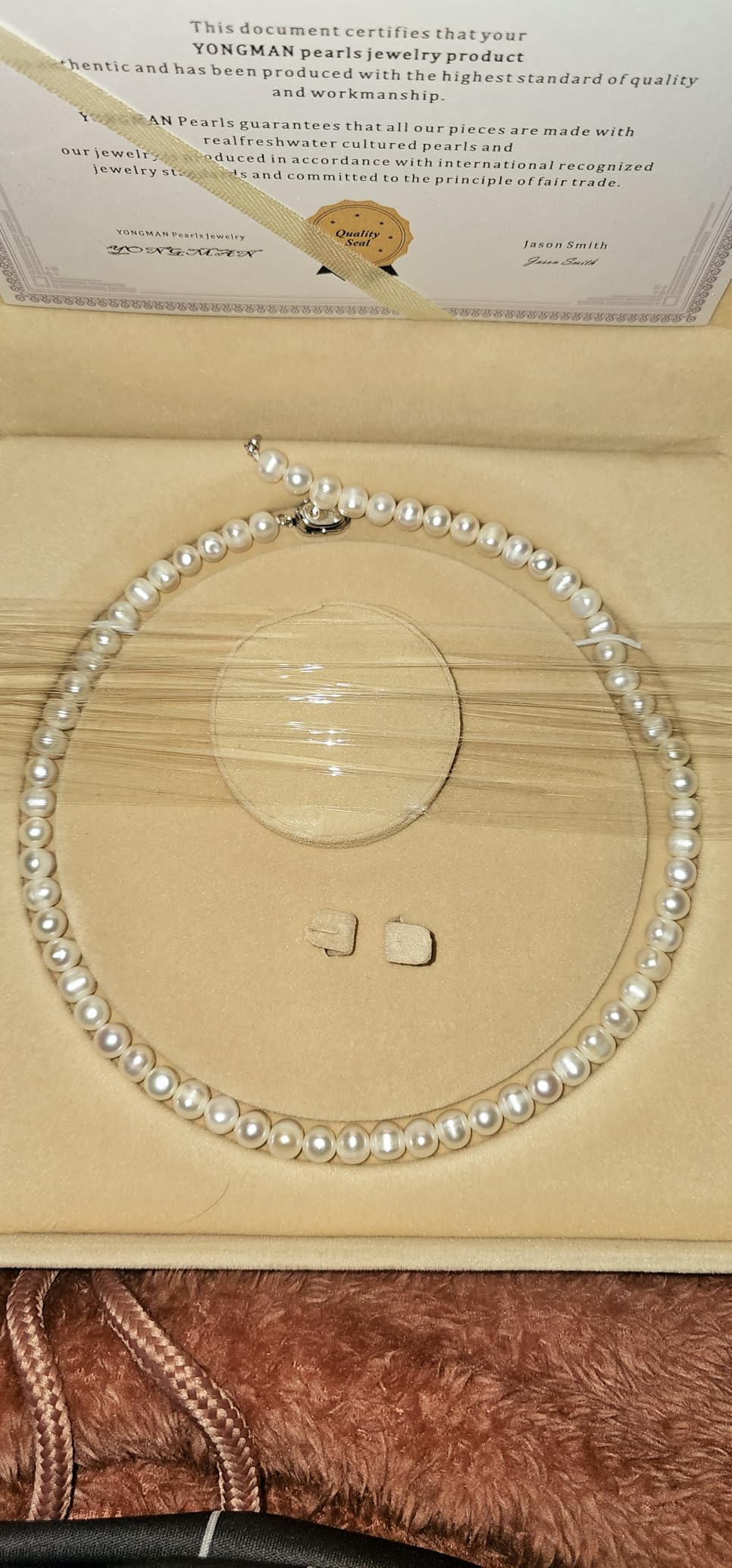 Freshwater Cultured Pearl Necklace Set Includes Stunning Bracelet and Stud Earrings Jewelry Set for Women Gift for Mother's Day, Anniversary, Birthday, Wedding customer photo 2