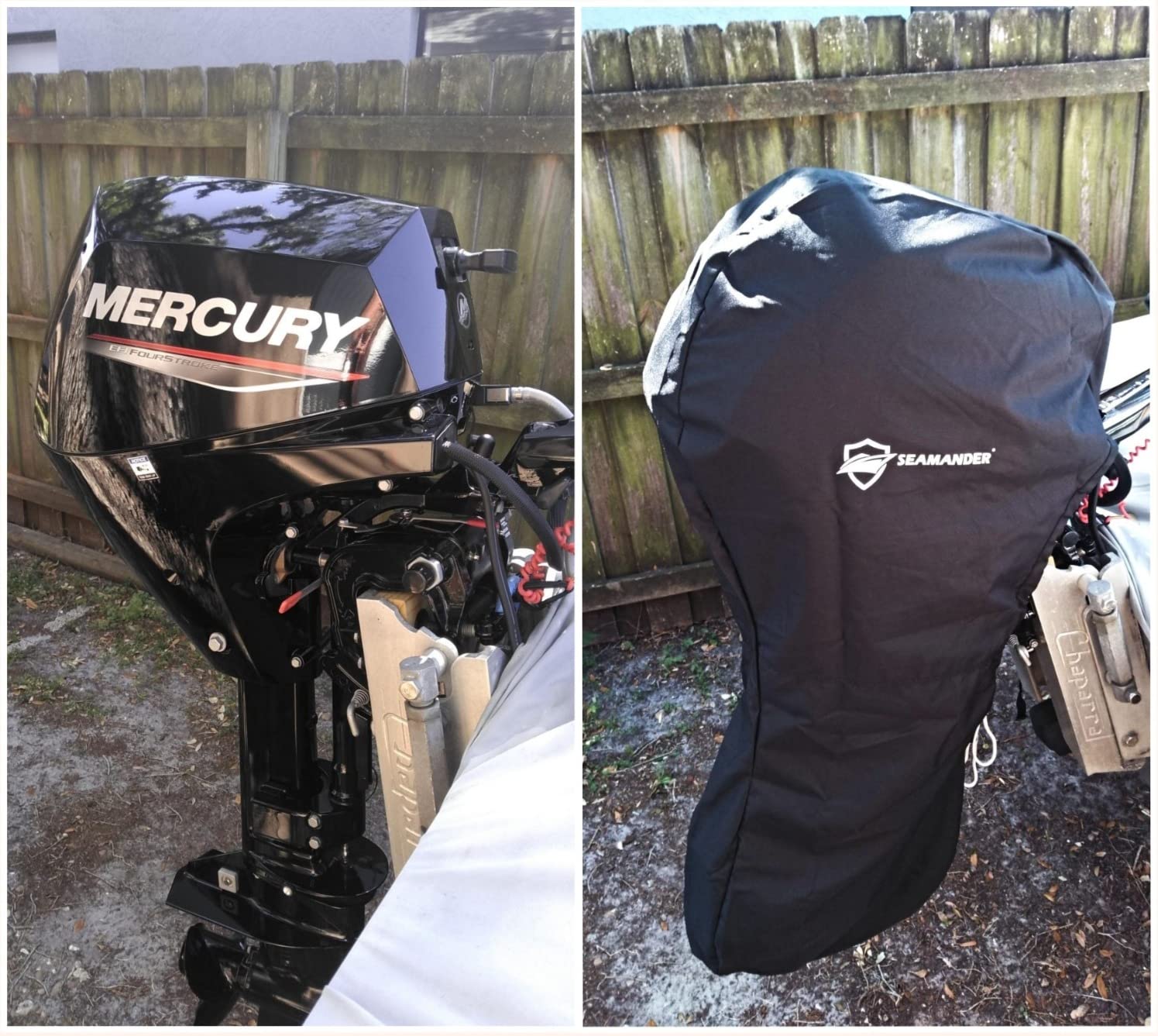 Seamander Outboard Motor Covers for Mercury Yamaha Honda 20 25 30 HP, Trailerable Full Boat Engine Cover Waterproof Heavy Duty Oxford Fabric with Zipper customer photo 2