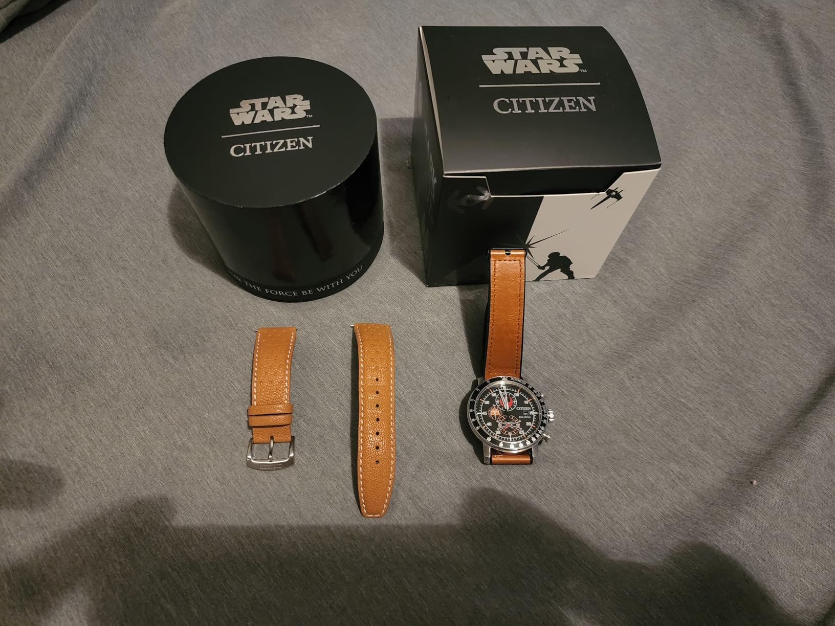 Citizen Eco-Drive Star Wars Men's Watch, Stainless Steel with Orange Leather Strap, Rebel Pilot, Silver-Tone, 44mm (Model: CA4478-56L) customer photo 1