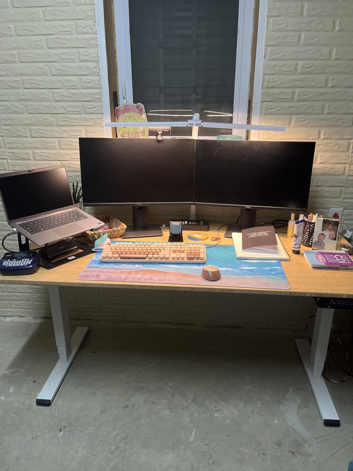 SANODESK 55 Inch 3 Stage Bamboo Electric Standing Desk, Dual Motor Height Adjustable Desk, Whole-Piece Desktop Sit to Stand Home Office Desk (Black Frame/ 55