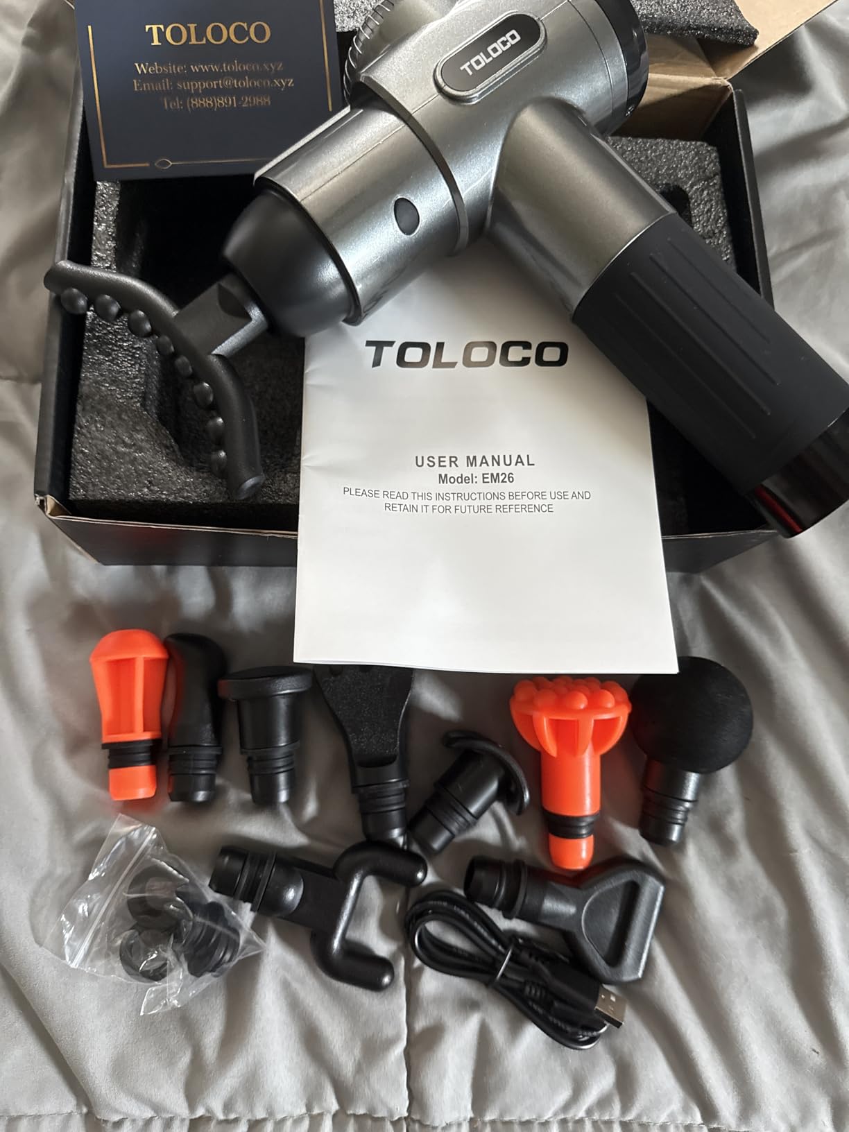 TOLOCO Massage Gun, Deep Tissue Back Massage for Athletes for Pain Relief, Percussion Massager with 10 Massage Heads & Silent Brushless Motor customer photo 1