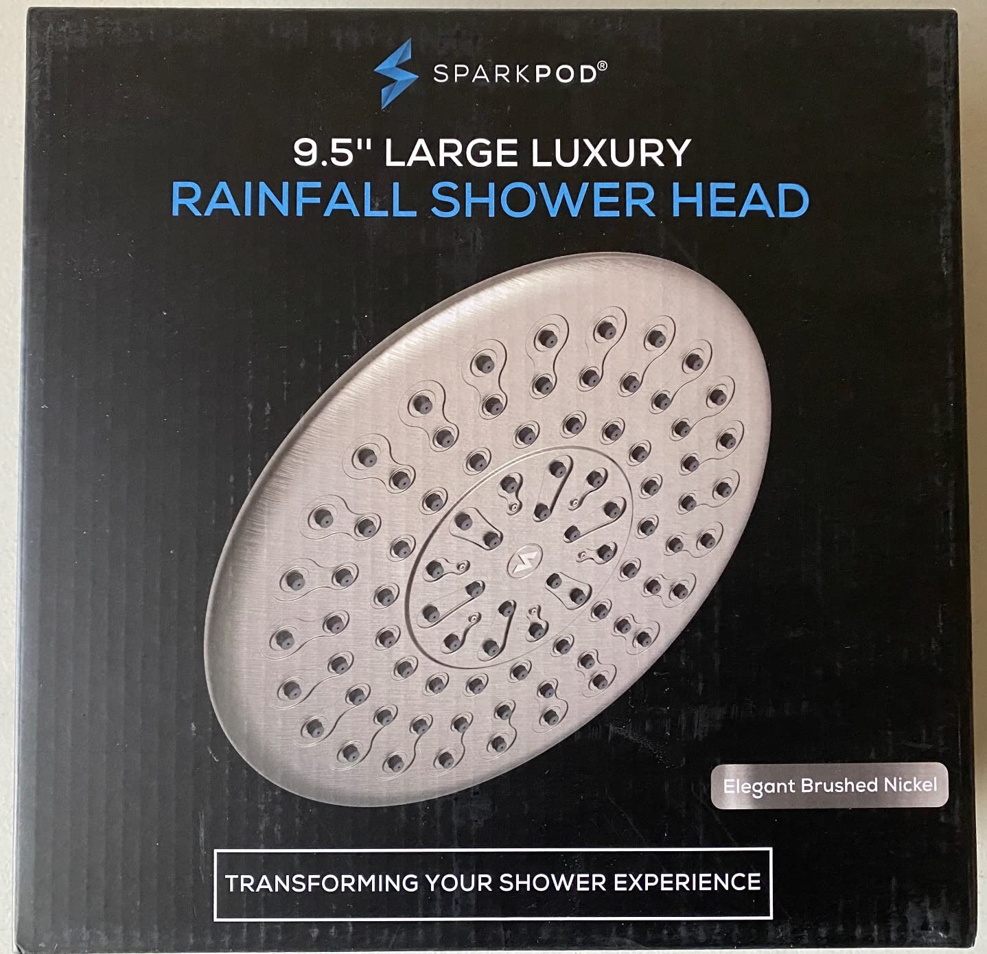 SparkPod 9.5 Inch Large Rain Shower Head - Luxury Rainfall Shower Head - High Pressure Showerhead, Full Body Coverage with Anti-Clog Silicone Nozzles - No Hassle, Easy Install (1/2 NPT, Black Matte) customer photo 2