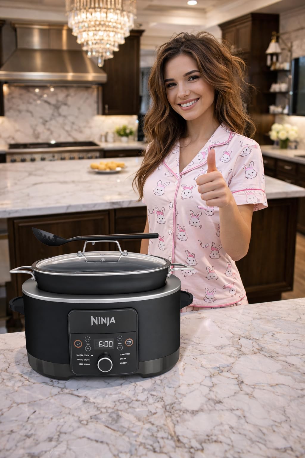 Ninja 14-in-1 PossibleCooker PRO | 8.5qt, Sous Vide, Proof, Bake, & Steam Multicooker | Slow Cooker, Dutch Oven | Glass Lid & Integrated Spoon | Nonstick, Oven Safe Pot 500°F | Sea Salt Gray | MC1001 customer photo 1