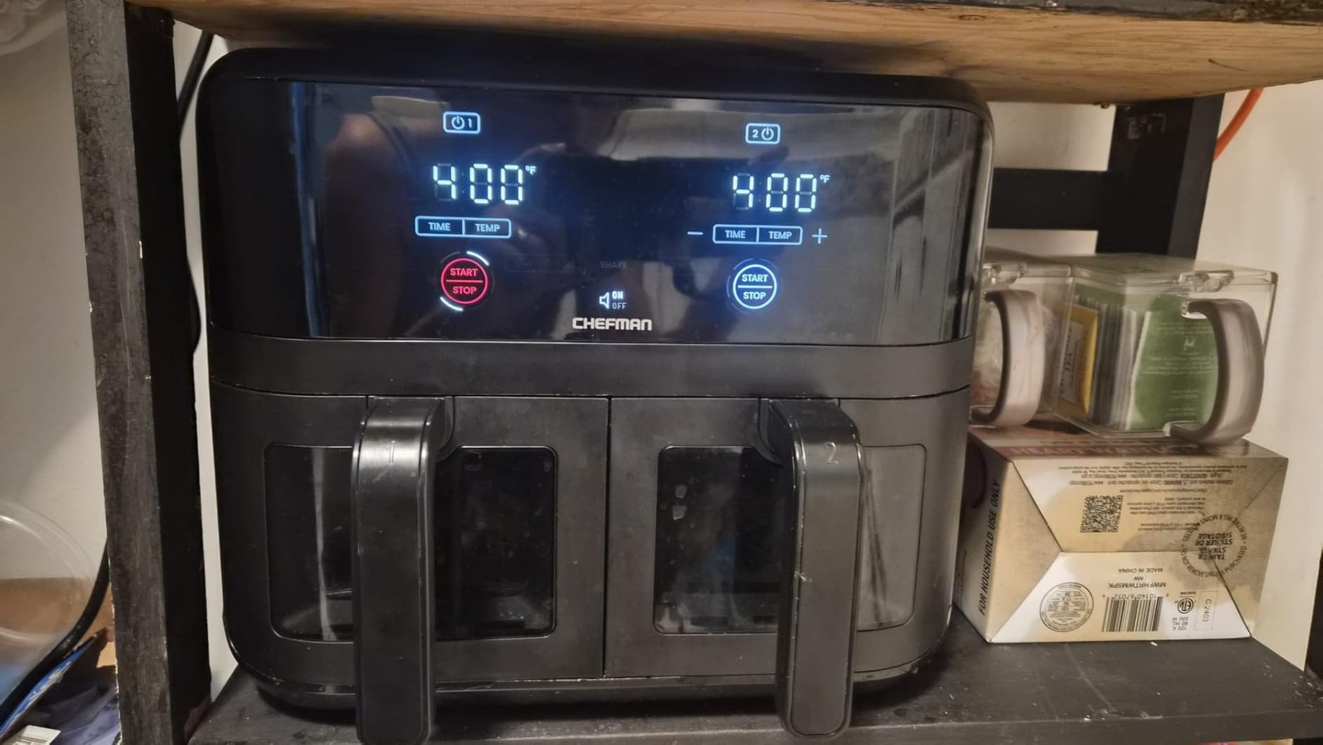 Chefman 6 Quart Dual Basket Air Fryer - Digital Touchscreen, Smart Sync Finish, Hi-Fry, Auto Shutoff, 2 Independent 3QT Nonstick Dishwasher-Safe Frying Baskets - Digital Double Air Fryer - Black customer photo 1