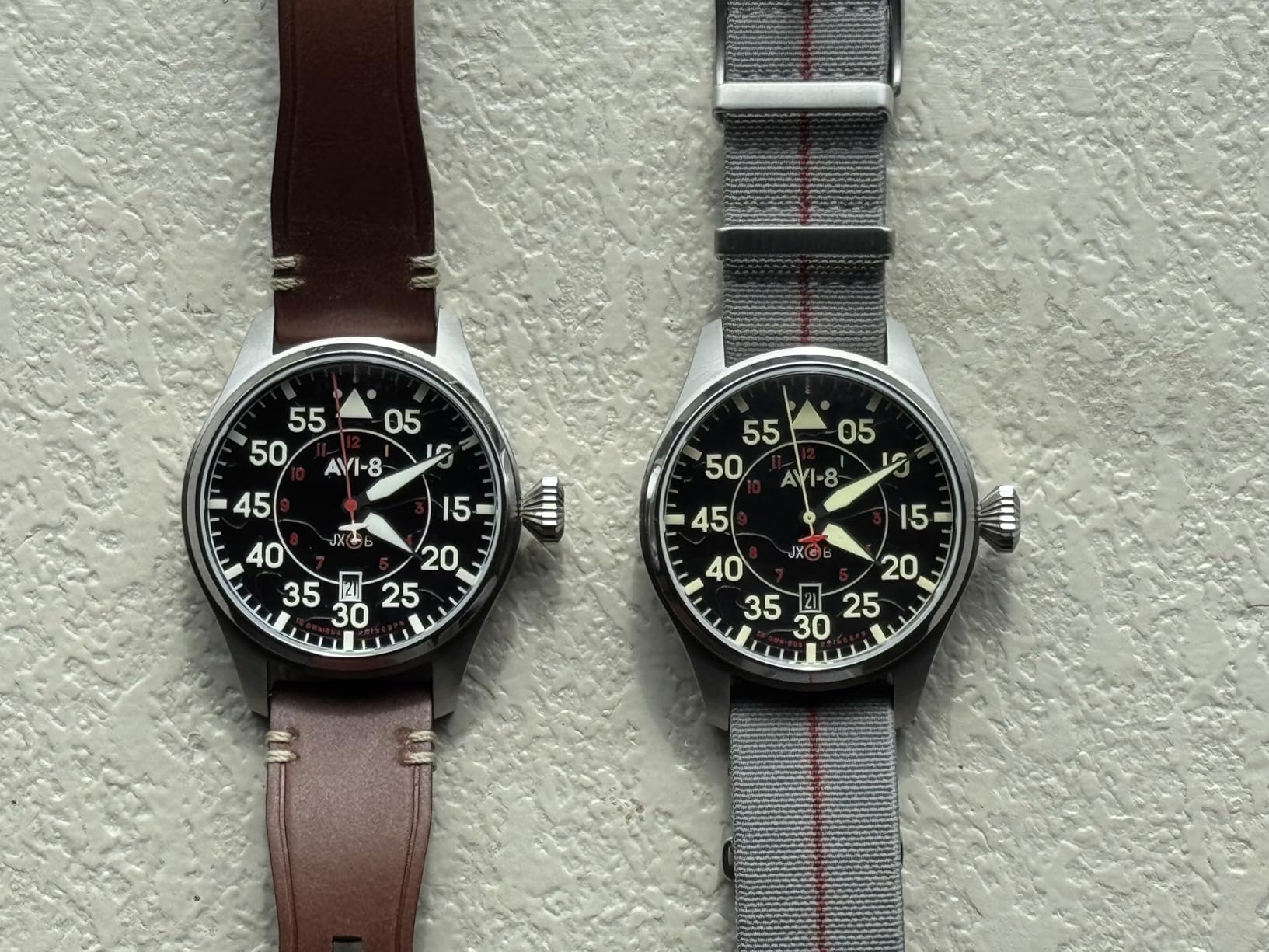 Hawker Hurricane Men's Pilot Watch - Japan Automatic Movement, 3 Hands & Date, 46mm Stainless Steel Case, Leather Strap, AV-4097 Clowes customer photo 2