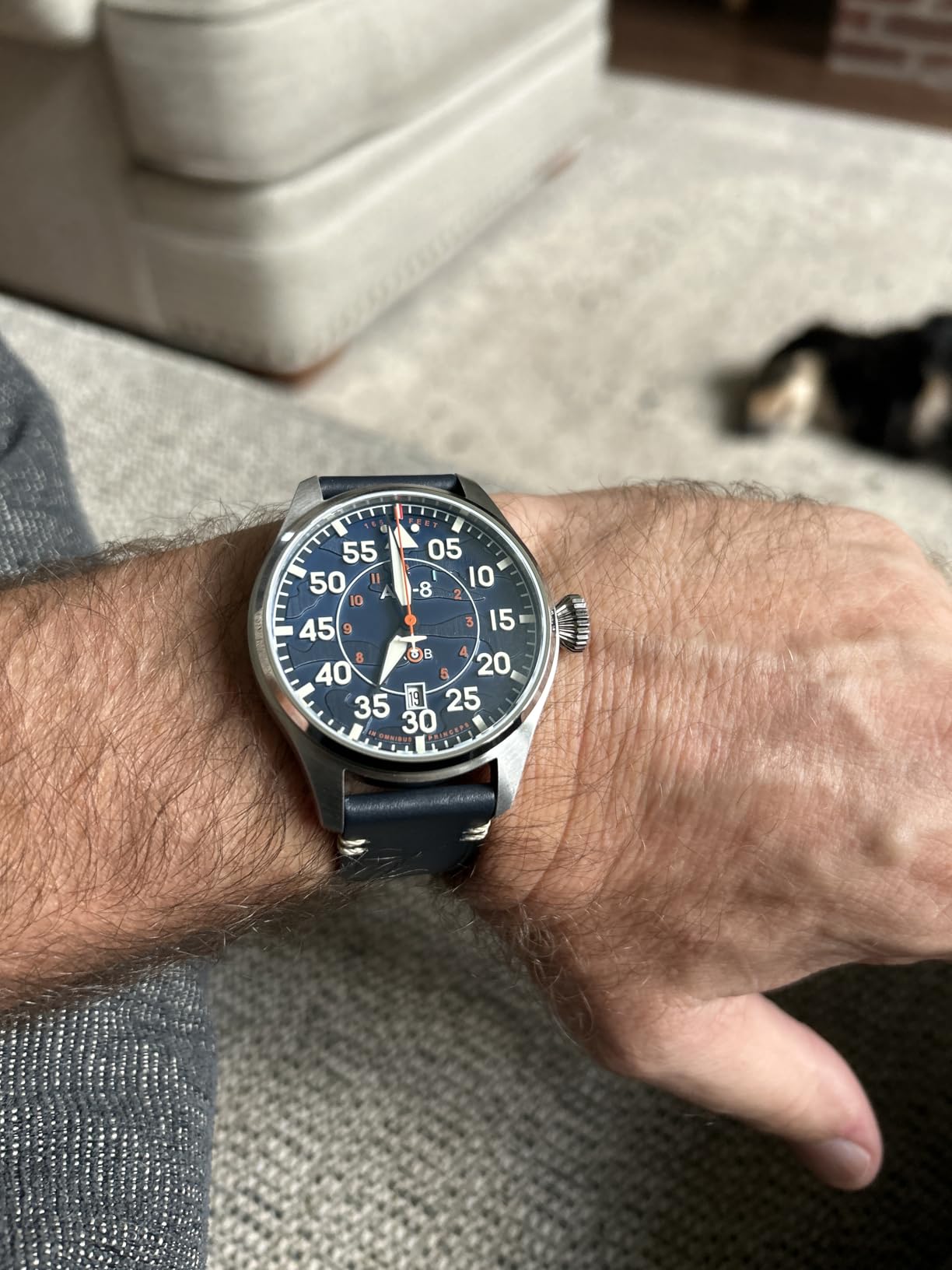 AVI-8 Hawker Hurricane Men's Pilot Watch - Japan Automatic Movement, 3 Hands & Date, 46mm Stainless Steel Case, Leather Strap, AV-4097 - Clowes customer photo 1