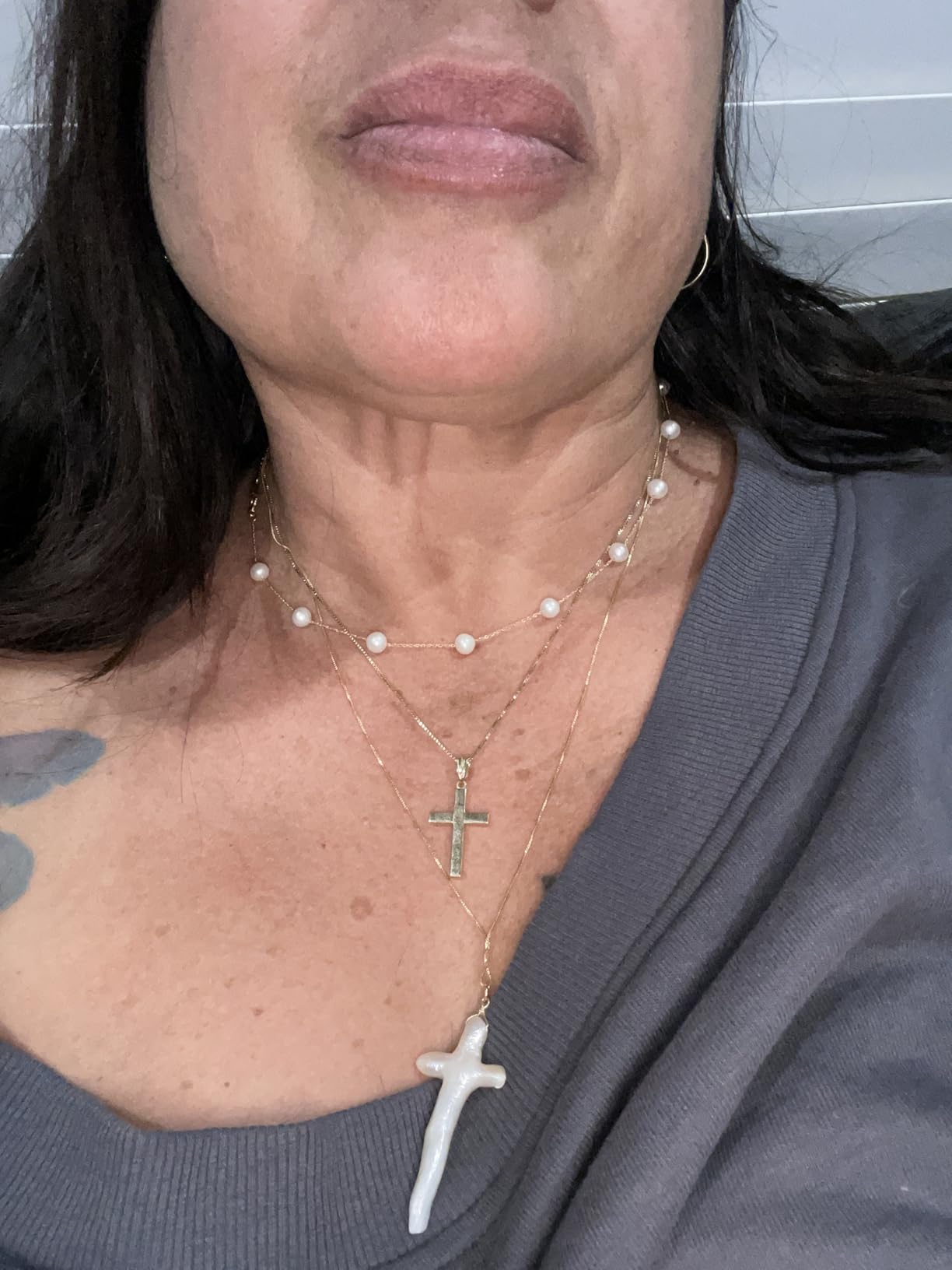 5-5.5mm Cultured Pearl Station Necklace in 14kt Yellow Gold customer photo 1