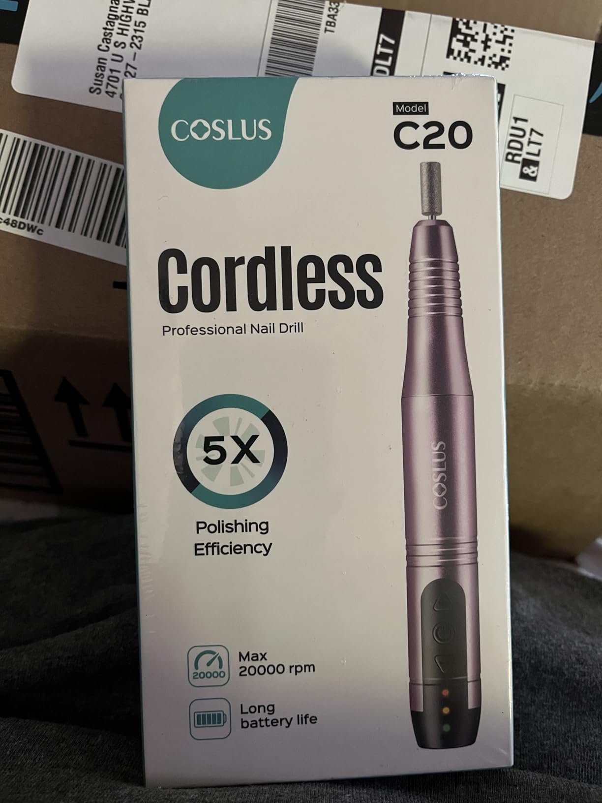 COSLUS C20 Cordless Nail Drill Electric File: Professional for Acrylic Gel Dip Powder Nails Portable Nail Drill Machine Kit for Manicure Pedicure Nail Set with Everything Rechargeable Lightweight customer photo 1