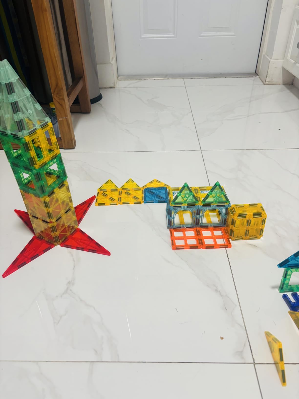 Gemmicc Magnetic Tiles, Deluxe 136 PCS Building Blocks Magnet Toys for Kids,3D Magnet Puzzles Stacking Blocks for Boys Girls,Huge Set with 2 Cars customer photo 1