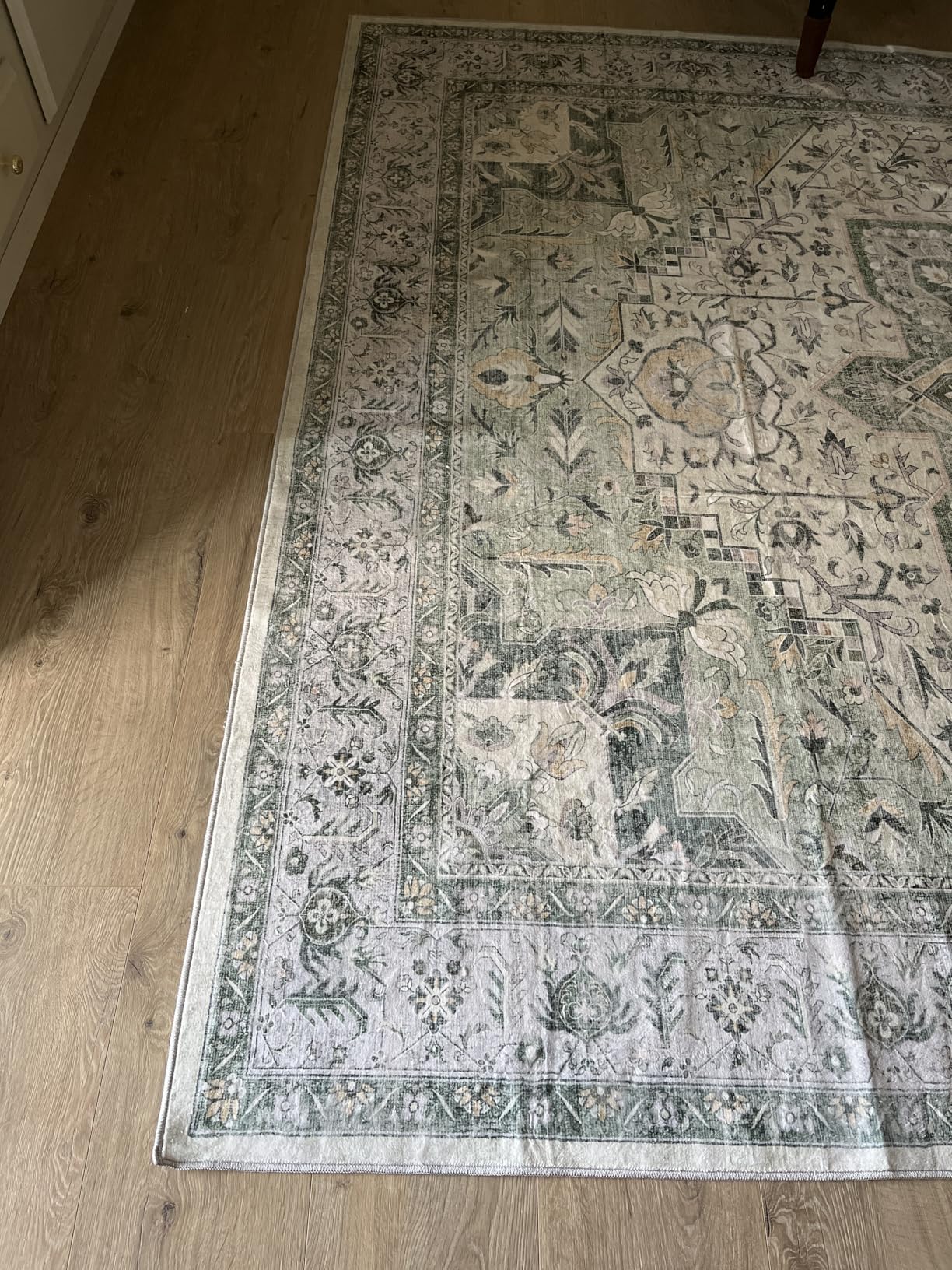Tortania Area Rug Living Room Rugs - 9x12 Washable Boho Rug Vintage Oriental Distressed Farmhouse Large Thin Indoor Carpet for Living Room Bedroom Under Dining Table Home Office - Cream Blue customer photo 1
