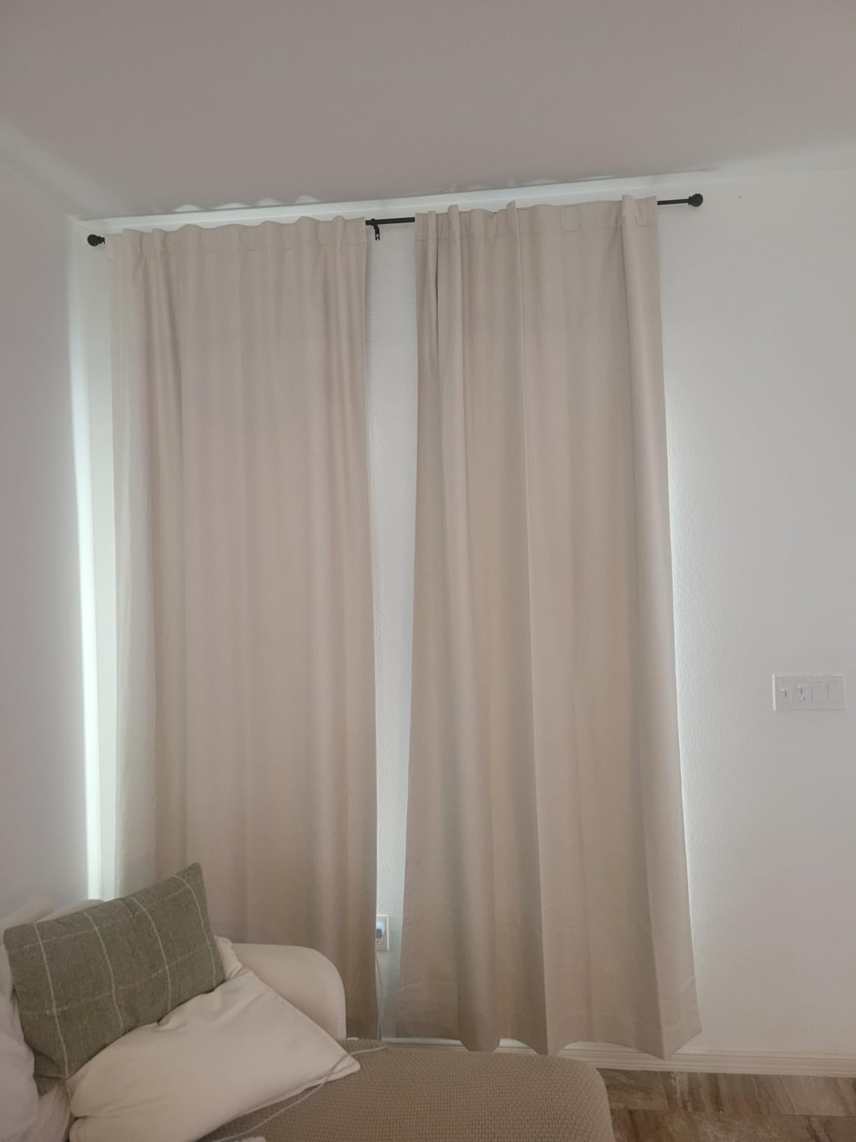 100% Blackout Shield Linen Textured Total Blackout Curtains for Bedroom 84 Inches Long, Back Tab/Rod Pocket Living Room Drapes, Thermal Insulated Blackout Curtains 2 Panels Set, 50