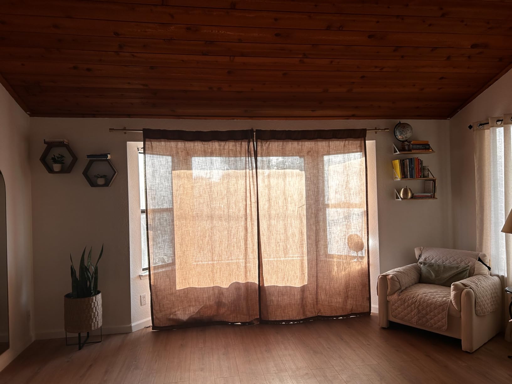 2 Panels Set Cream Linen Curtains 108 inches Long for Living Room Extra Long Back Tab Curtains Neutral Farmhouse Light Filtering Semi Sheer Linen Drapes Ceiling to Floor for Large Window Ivory 9 FT customer photo 2