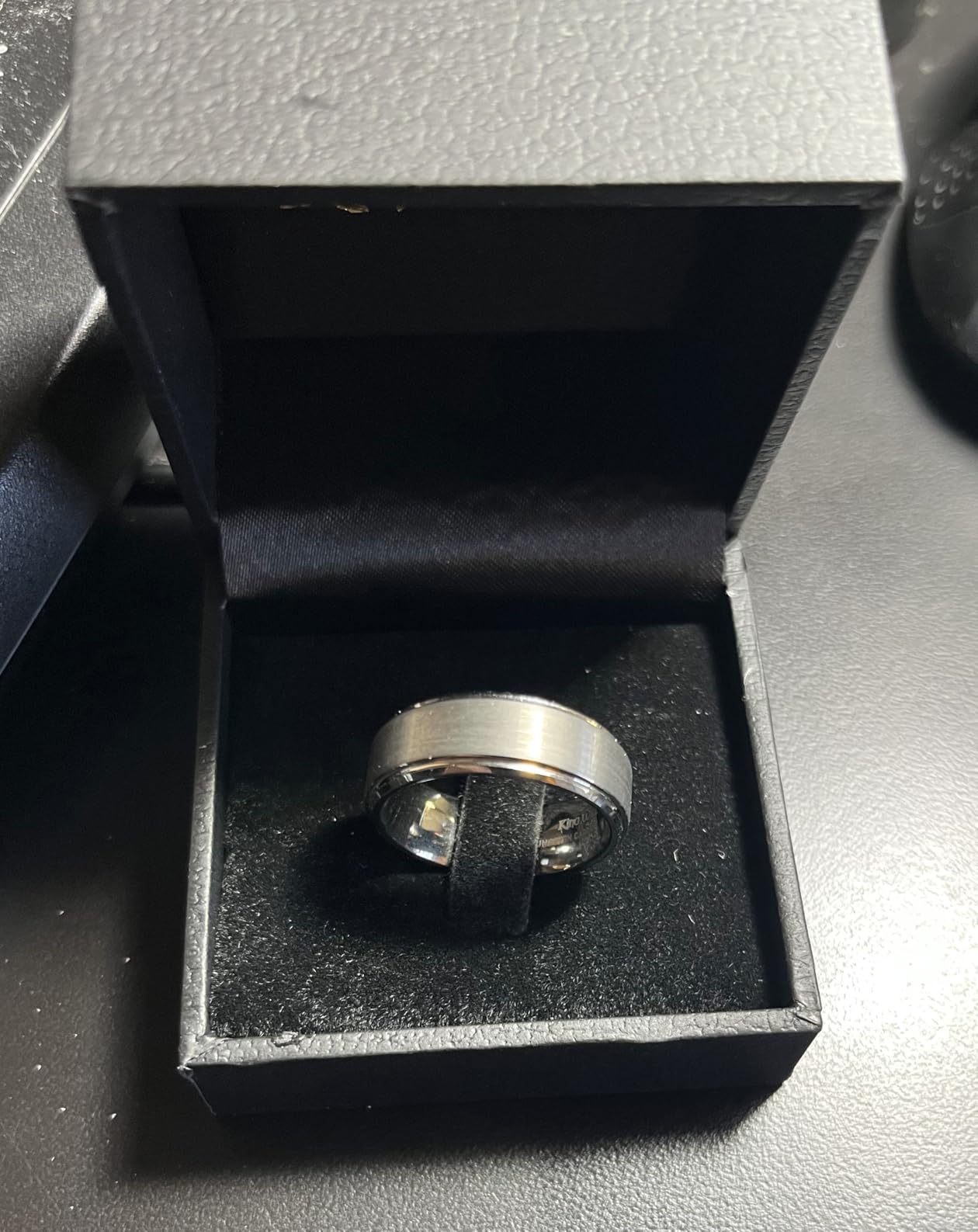 King Will Mens Brushed Wedding Band, Two Tone Matte Step Edges/Pipe Cut, Tungsten Carbide Anniversary Promise Rings Comfort Fit customer photo 2