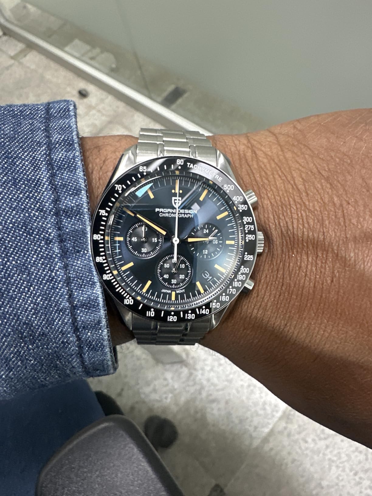Pagani Design 1701 Men's Watch, Chronograph, VK63 Japanese Quartz Movement, Stainless Steel Bracelet, Water Resistant to 330 Feet (100 Meters), Sapphire Glass Wristwatch customer photo 1