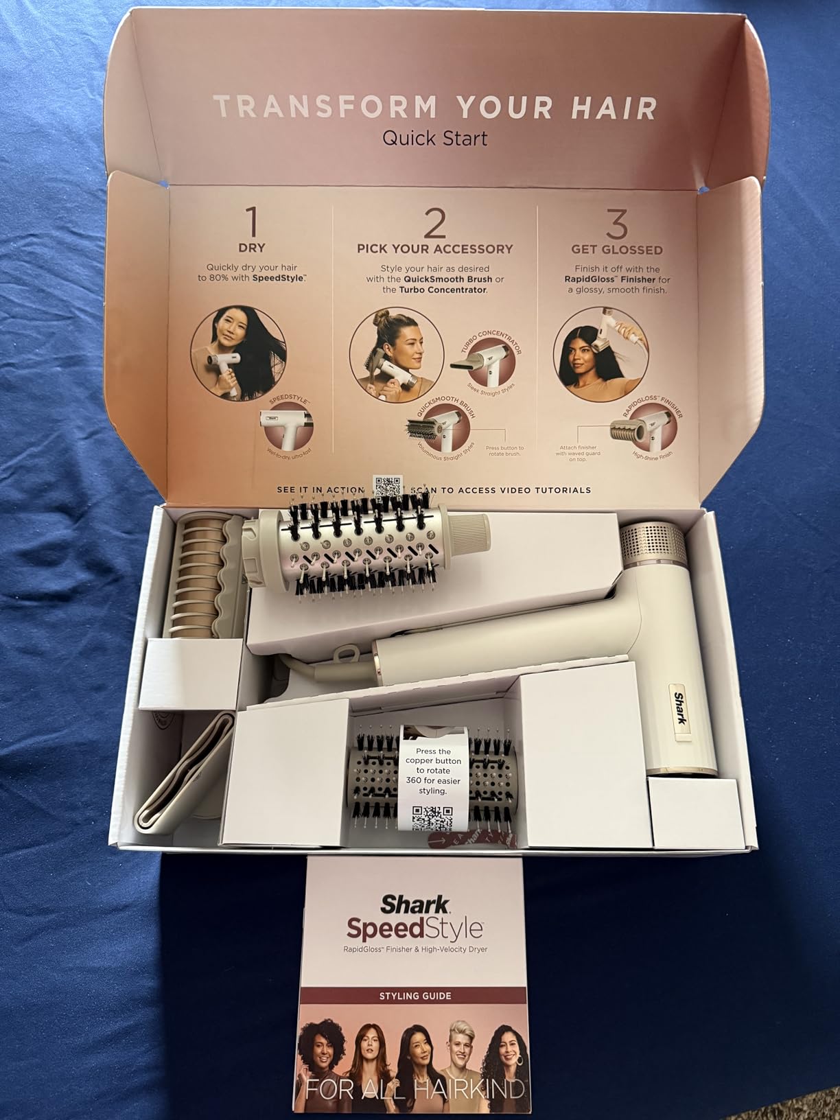 Shark Hair Dryer | SpeedStyle | No Heat Damage Hair Styling Tool | 3 Styling Tools Included | Portable & Powerful Blow Dryer | Best for Straight & Wavy Hair customer photo 2
