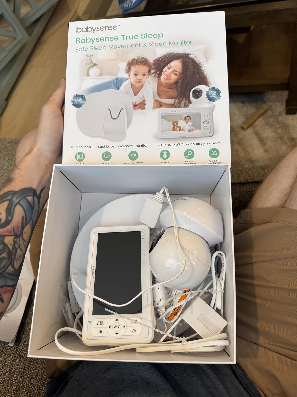 Babysense True Sleep HD FSA Baby Monitor with Camera and Audio + Baby Sleep Breathing Movement Monitor, No WiFi, 2 Non-Contact Under Mattress Sensors, Non-Wearable Monitor, Full Crib Coverage customer photo 1
