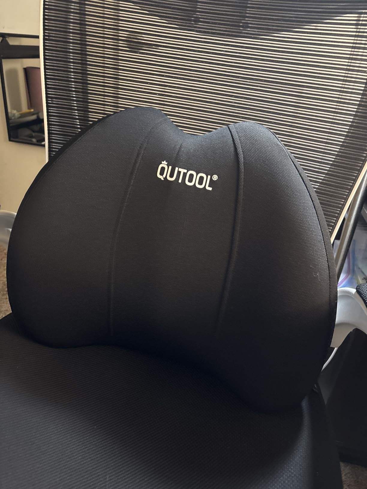 QUTOOL Lumbar Support Pillow for Office Chair, Memory Foam Low Back Support, Back Pain Relief, Ergonomic Back Cushion for Desk Chair, Gaming Chair, Adjustable Strap and Washable Cover customer photo 1