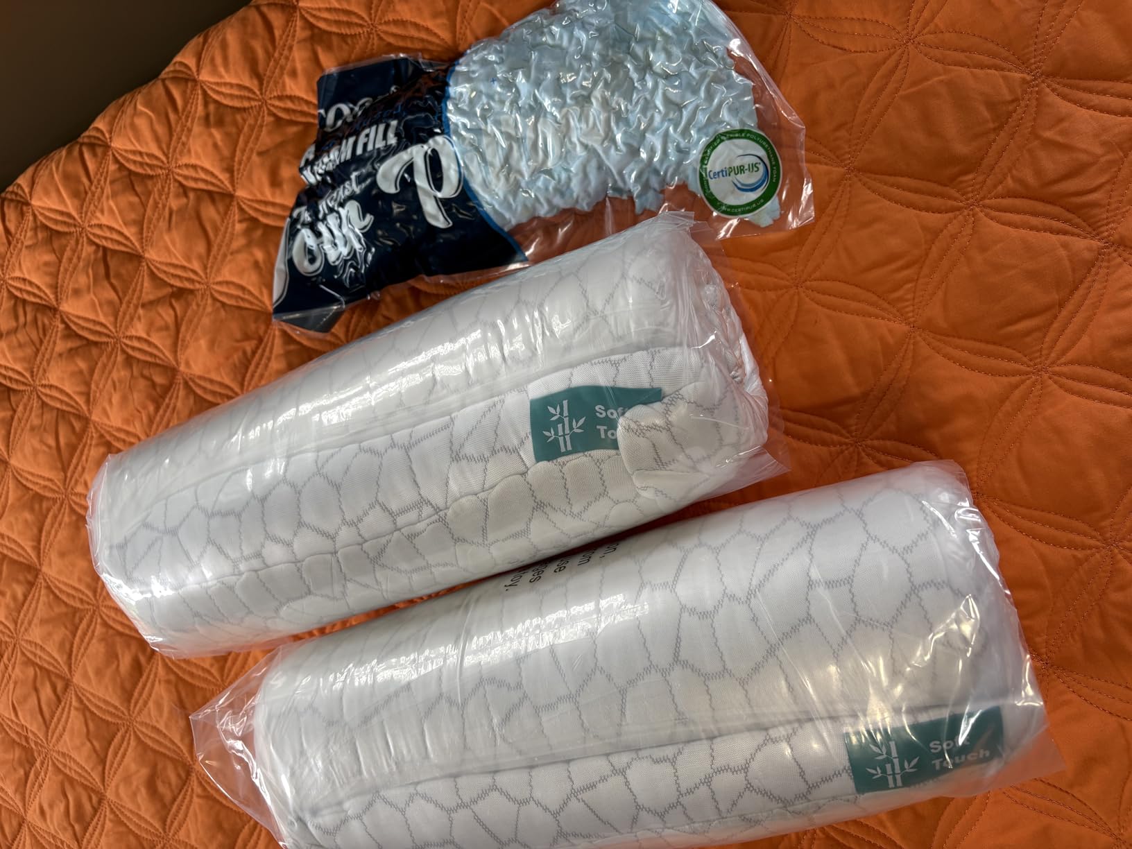 QUTOOL Cooling Pillow for Sleeping, CertiPUR-US Shredded Memory Foam Full Body Pillow Set of 1, Long Pillow for Bed with Removable Double-Sided Soft & Cool Cover, Soft Yet Support, White customer photo 2