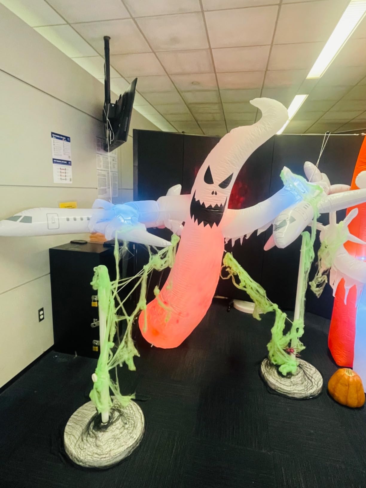 MGparty 8 FT Tall Halloween Inflatables Ghost Outdoor Decorations Blow Up Yard Scary Ghost with Built-in LEDs Red Disco Light customer photo 1