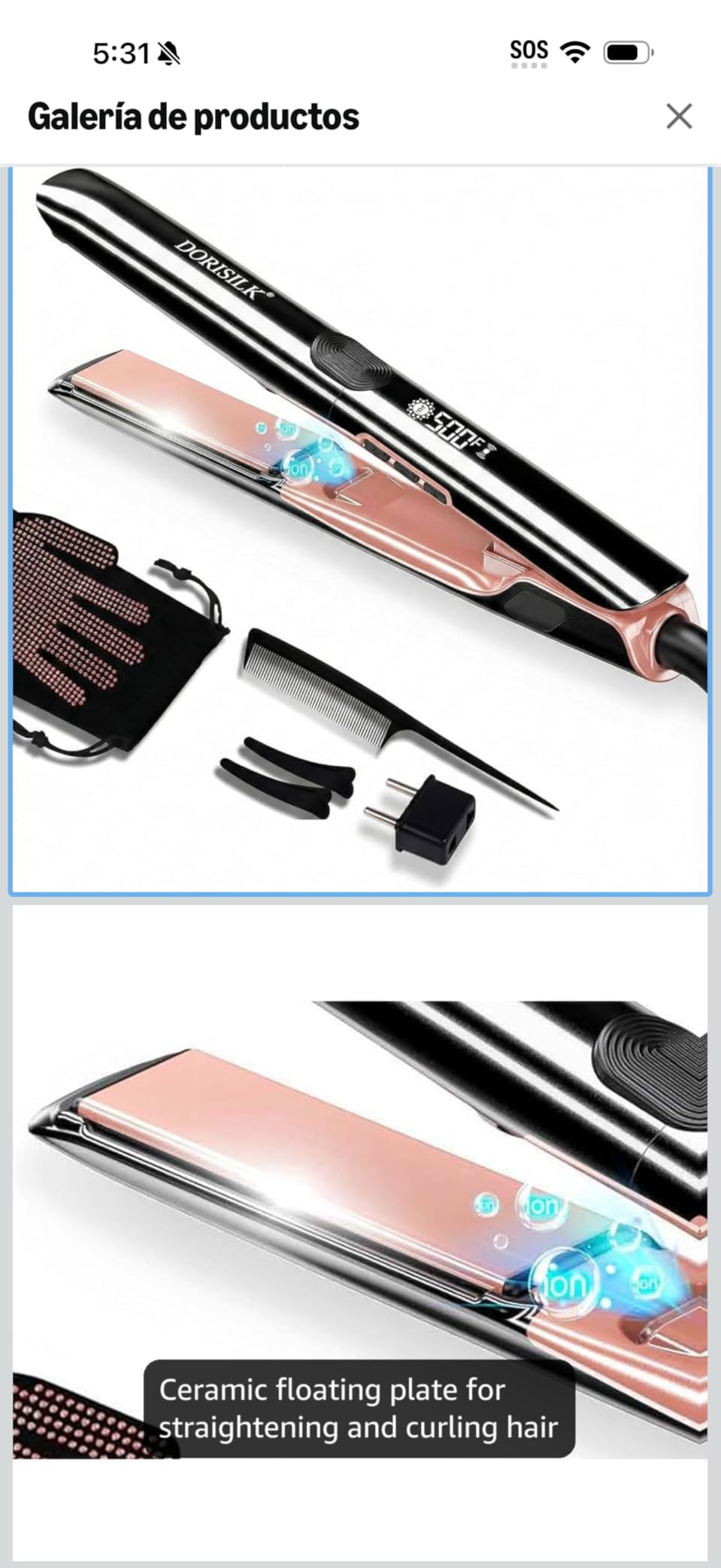 DORISILK 500 Degree High Temp Professional Hair Straightener, 30s Fast Heating Ceramic Flat Iron, 2 in 1 Hair Straightener and Curler, Plasma Flat Iron Get Frizz-Free, Dual Voltage for Travel Using customer photo 2