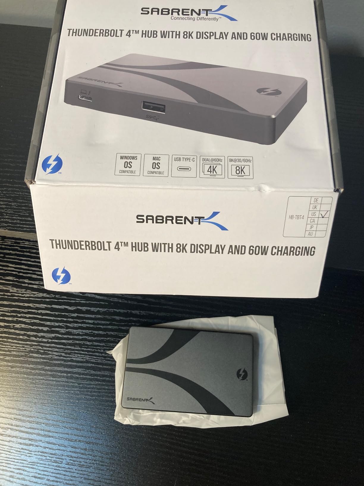 SABRENT Thunderbolt 4 Hub, 60W Charging USB-C Dock for Laptops, 3X TB4 + 1x USB-A, Supports Dual 4K@60Hz or 8K@60Hz Display, Certified TB4 Cable, macOS/Windows Compatible (HB-TBT4) customer photo 1